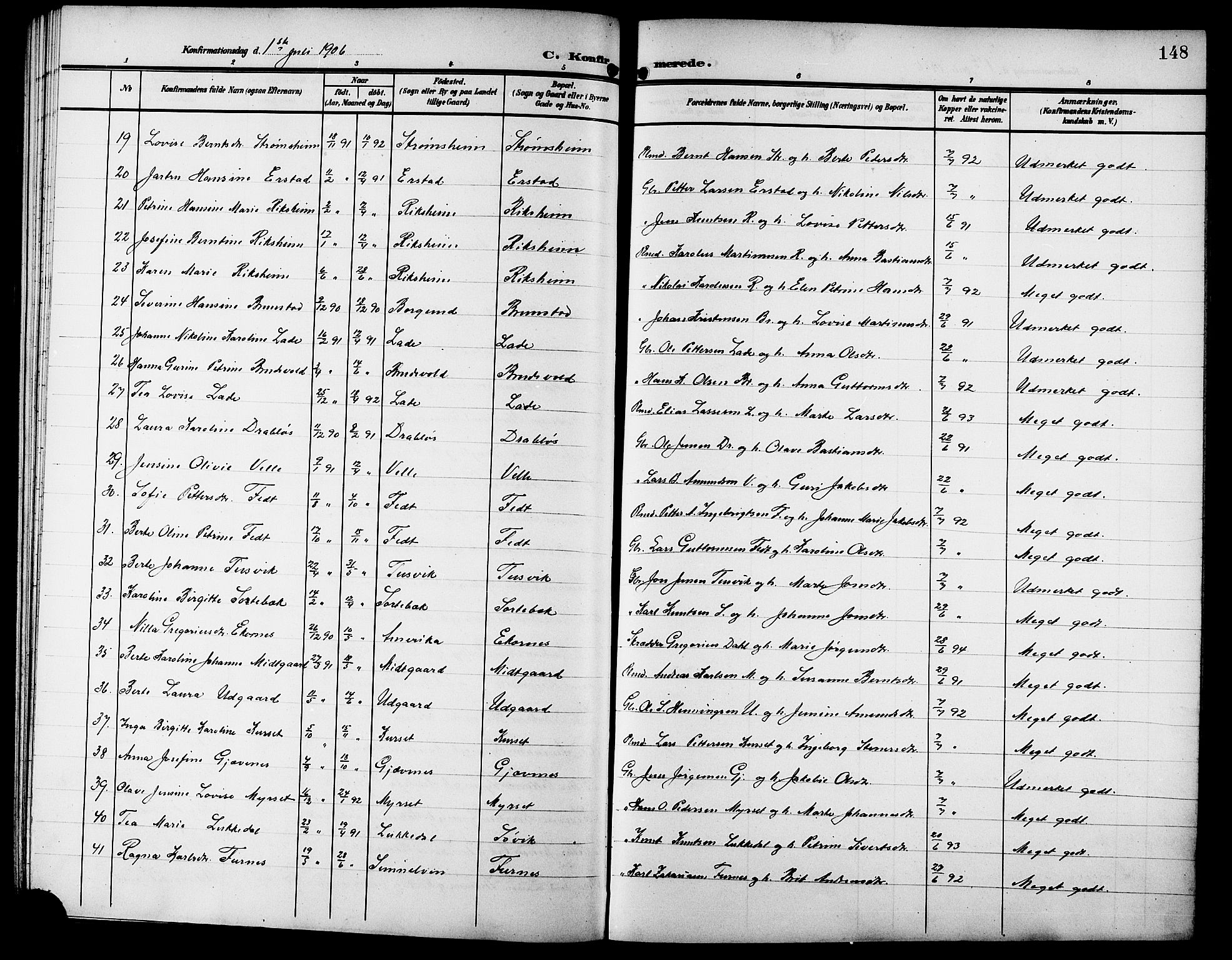 Ministerialprotokoller, klokkerbøker og fødselsregistre - Møre og Romsdal, AV/SAT-A-1454/523/L0341: Klokkerbok nr. 523C04, 1903-1916, s. 148