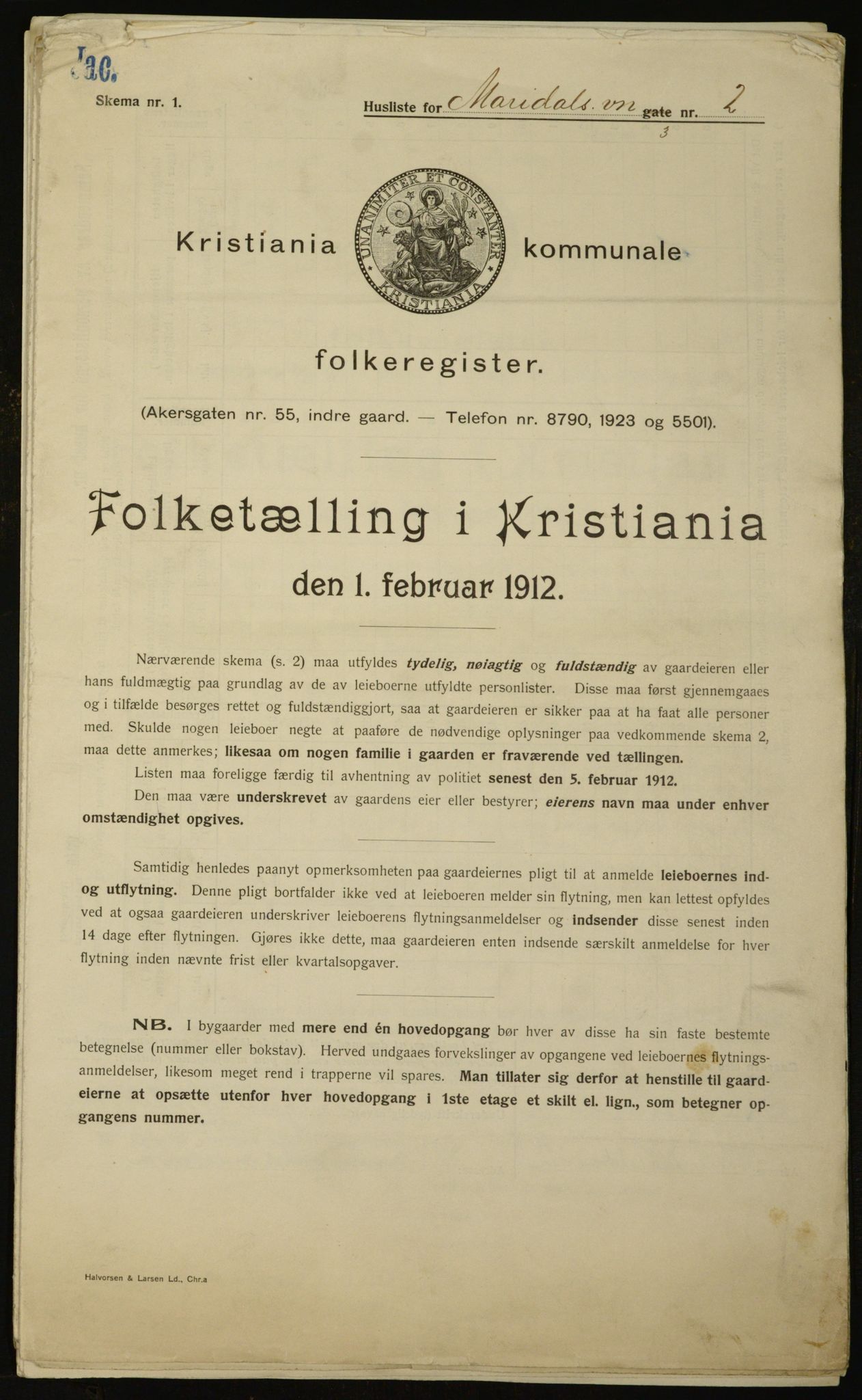 OBA, Kommunal folketelling 1.2.1912 for Kristiania, 1912, s. 60983