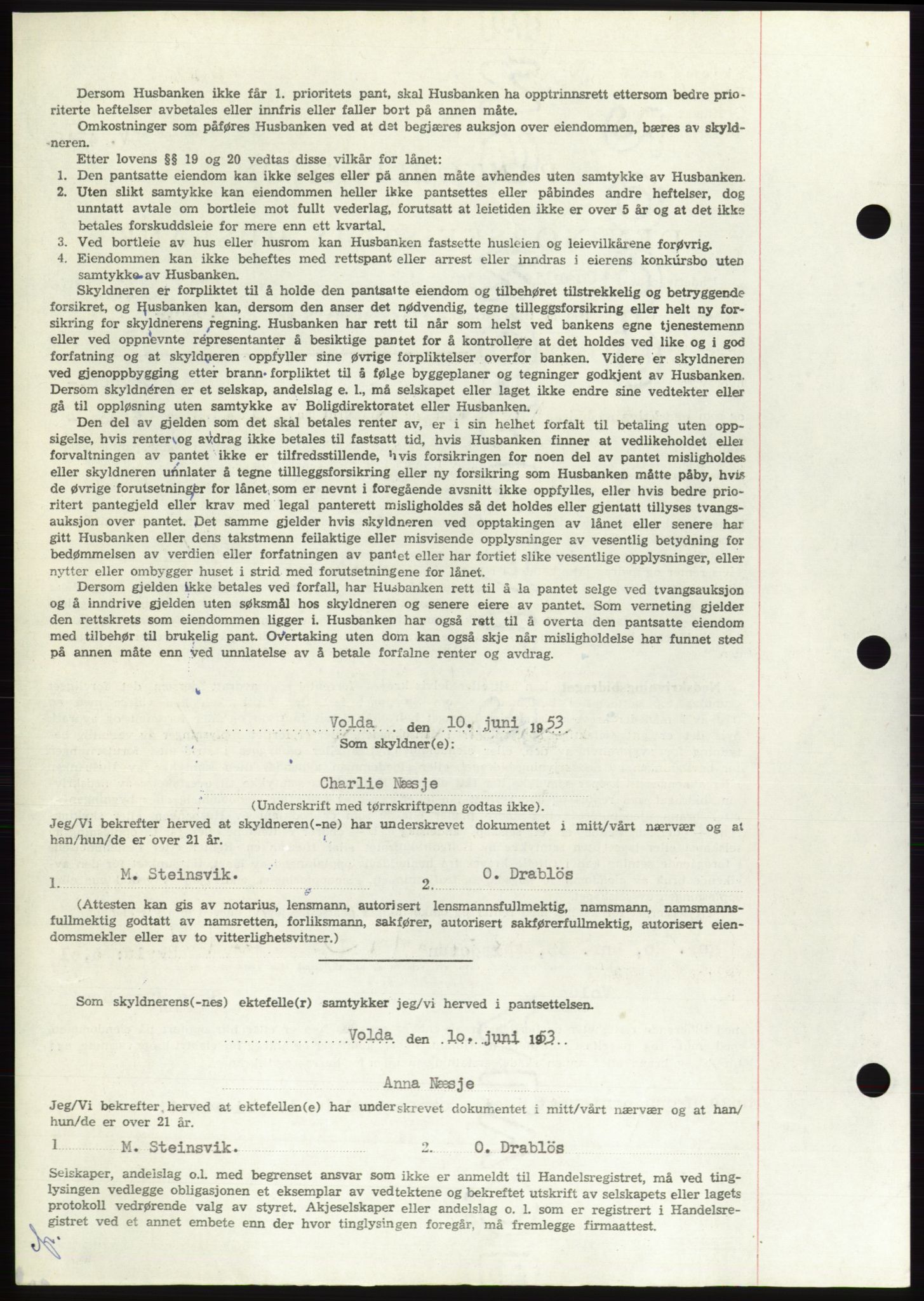 Søre Sunnmøre sorenskriveri, SAT/A-4122/1/2/2C/L0123: Pantebok nr. 11B, 1953-1953, Dagboknr: 1623/1953