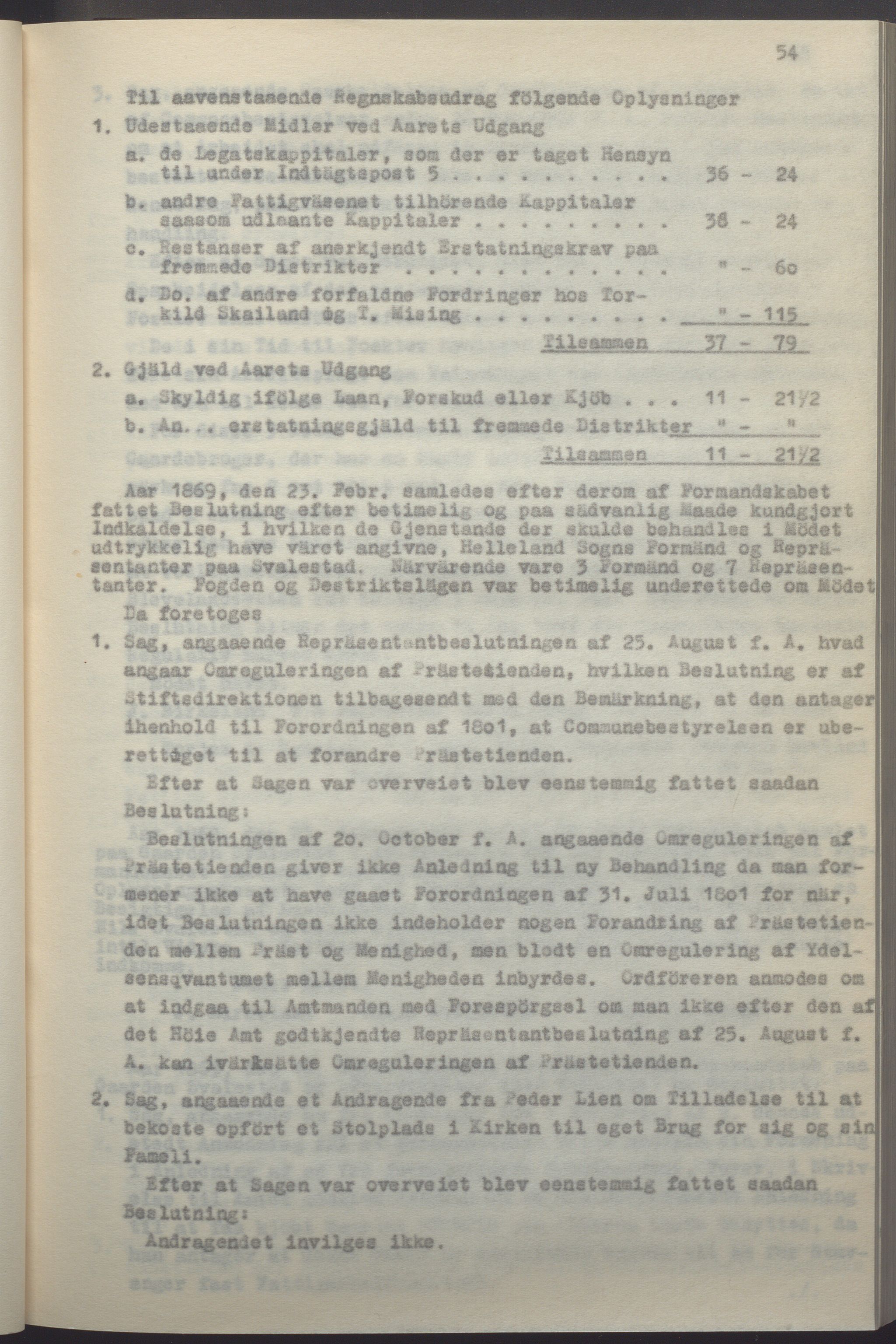 Helleland kommune - Formannskapet, IKAR/K-100479/A/Ab/L0002: Avskrift av møtebok, 1866-1887, s. 54