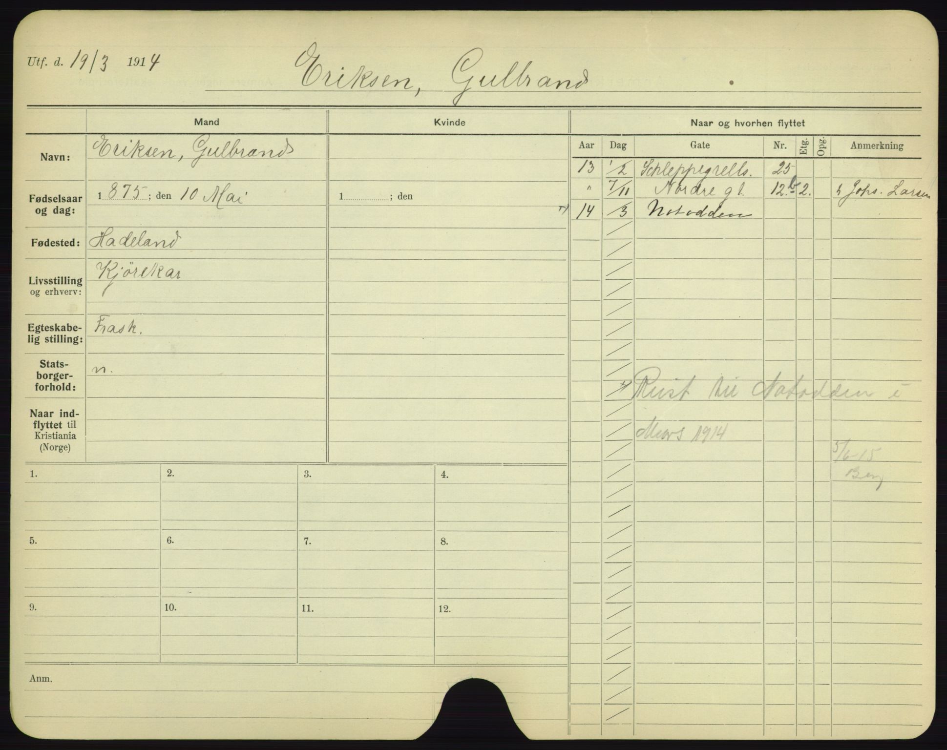 Oslo folkeregister, Registerkort, AV/SAO-A-11715/F/Fa/Fac/L0002: Menn, 1906-1914, s. 1077a