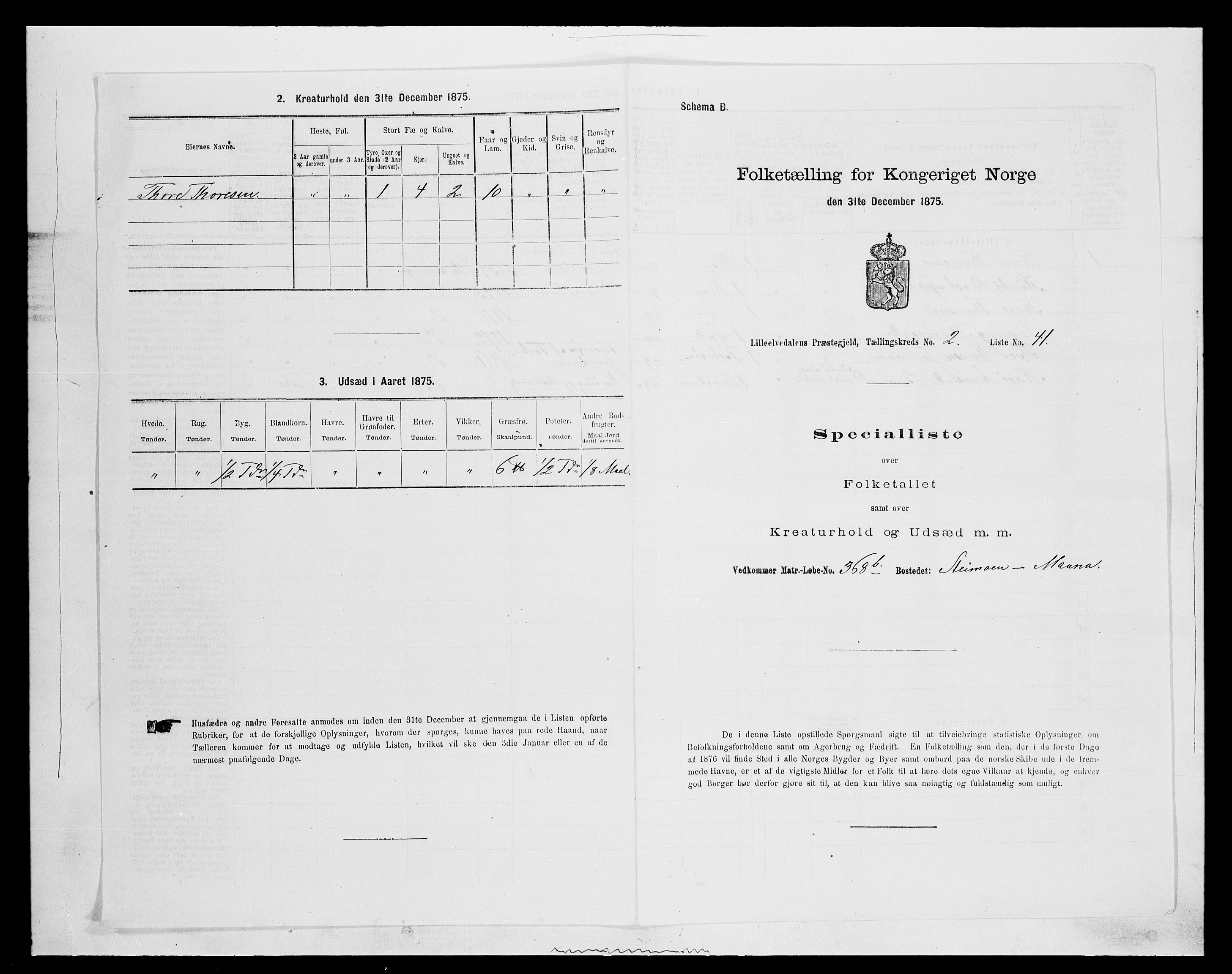 SAH, Folketelling 1875 for 0438P Lille Elvedalen (Alvdal) prestegjeld, 1875, s. 300