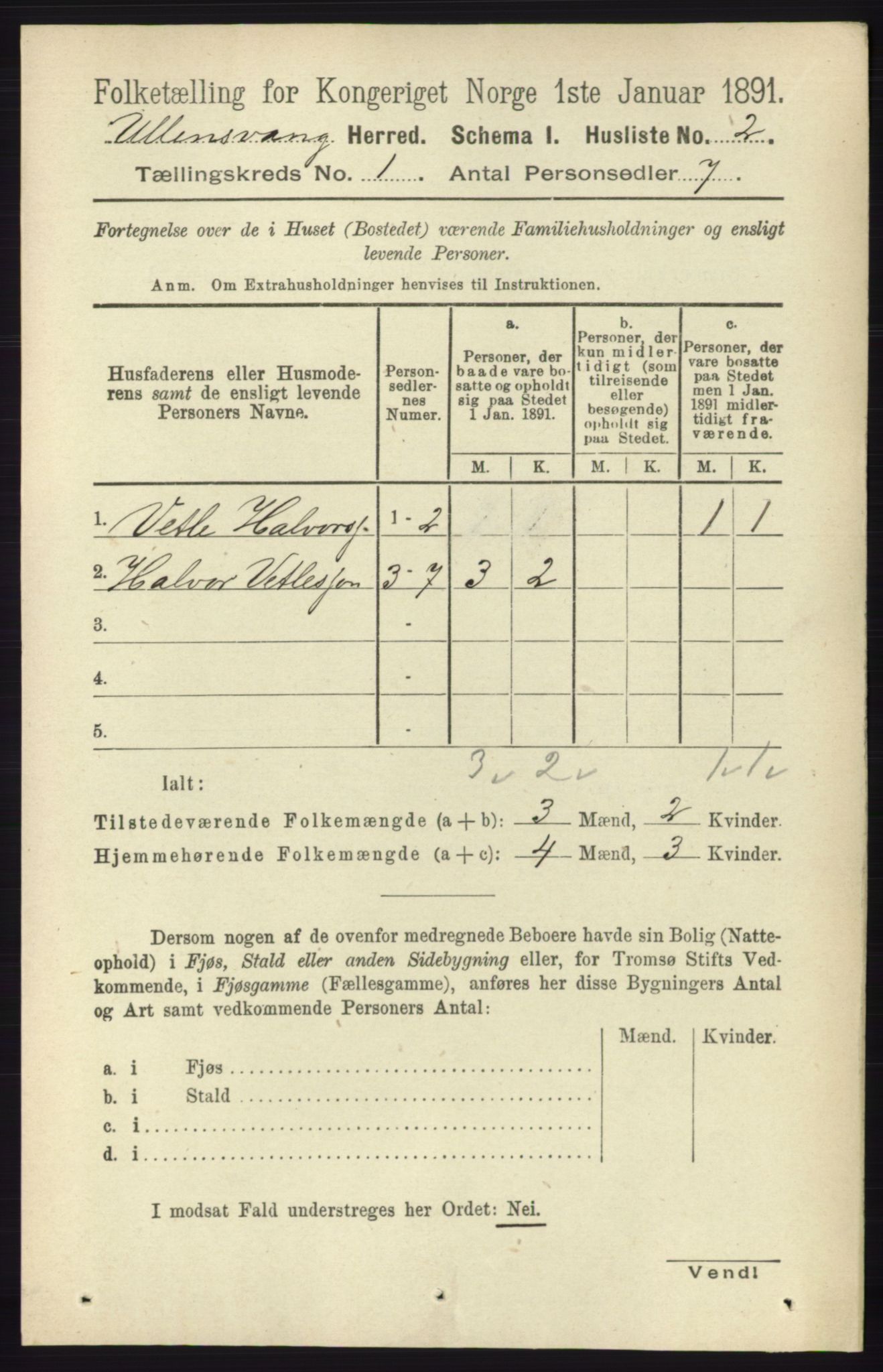 RA, Folketelling 1891 for 1230 Ullensvang herred, 1891, s. 46