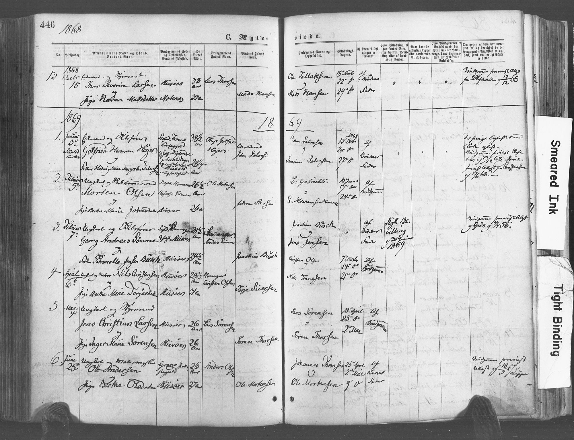 Risør sokneprestkontor, AV/SAK-1111-0035/F/Fa/L0004: Ministerialbok nr. A 4, 1865-1882, s. 446