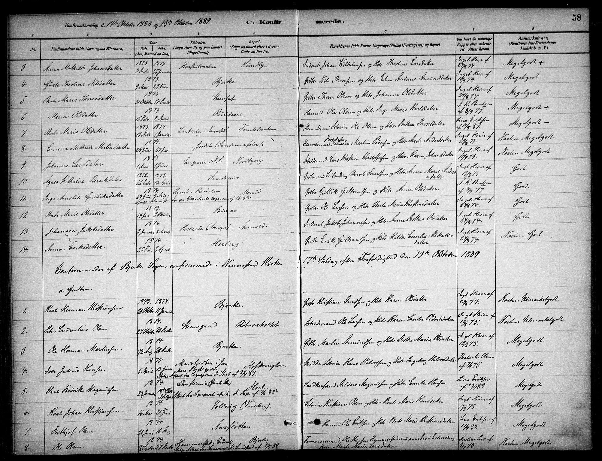 Nannestad prestekontor Kirkebøker, AV/SAO-A-10414a/F/Fc/L0001: Ministerialbok nr. III 1, 1881-1892, s. 58