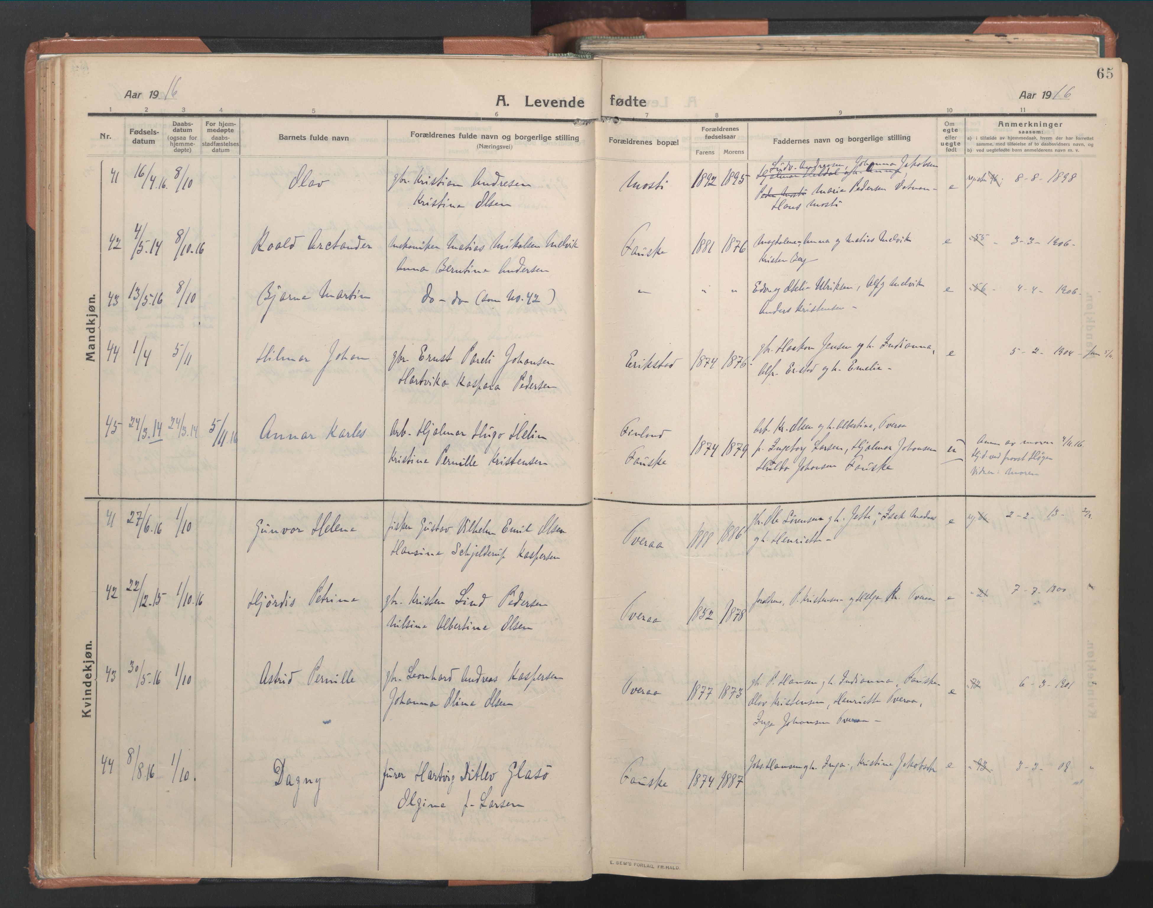 Ministerialprotokoller, klokkerbøker og fødselsregistre - Nordland, AV/SAT-A-1459/849/L0698: Ministerialbok nr. 849A09, 1911-1924, s. 65