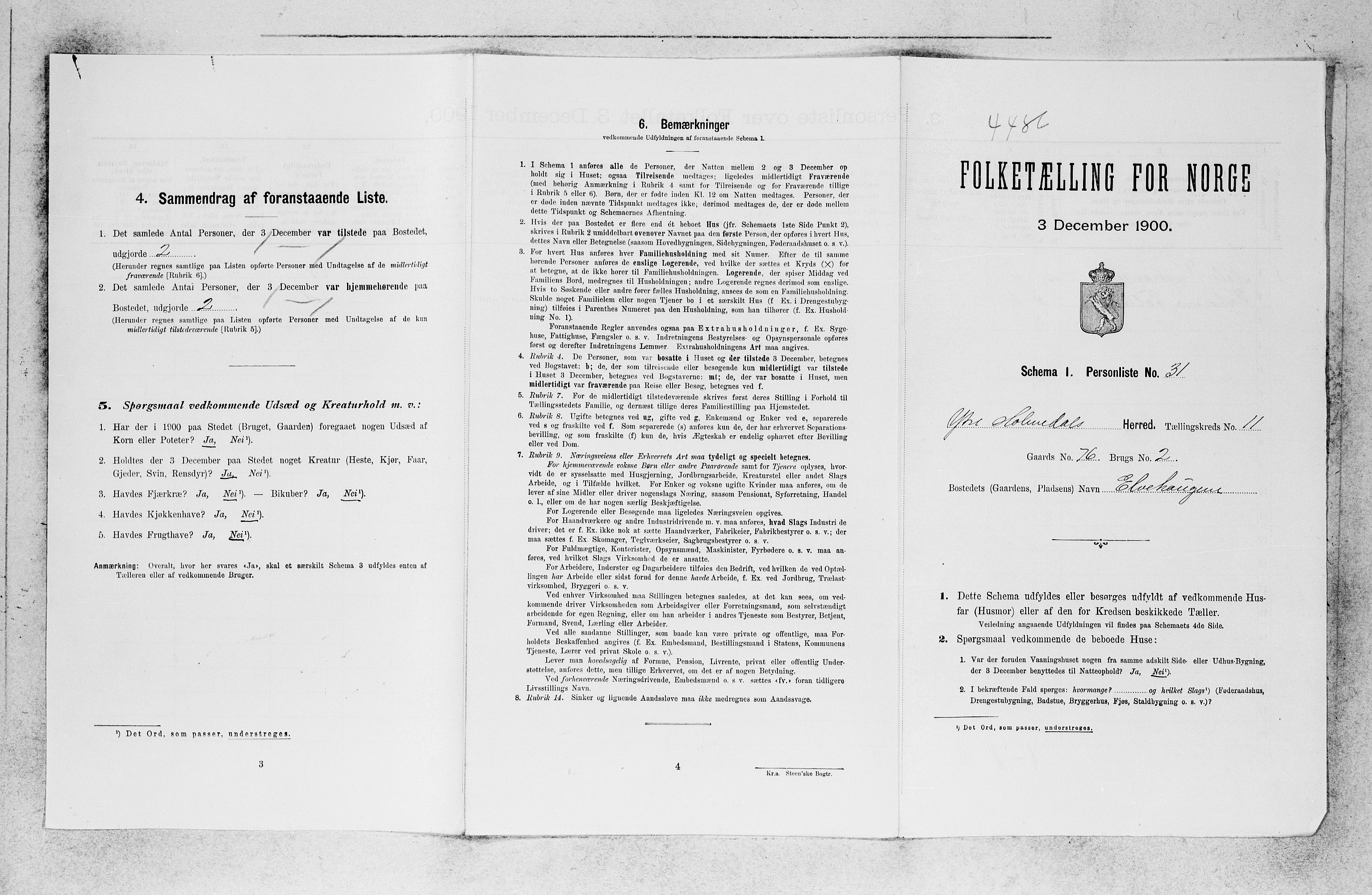 SAB, Folketelling 1900 for 1429 Ytre Holmedal herred, 1900, s. 879