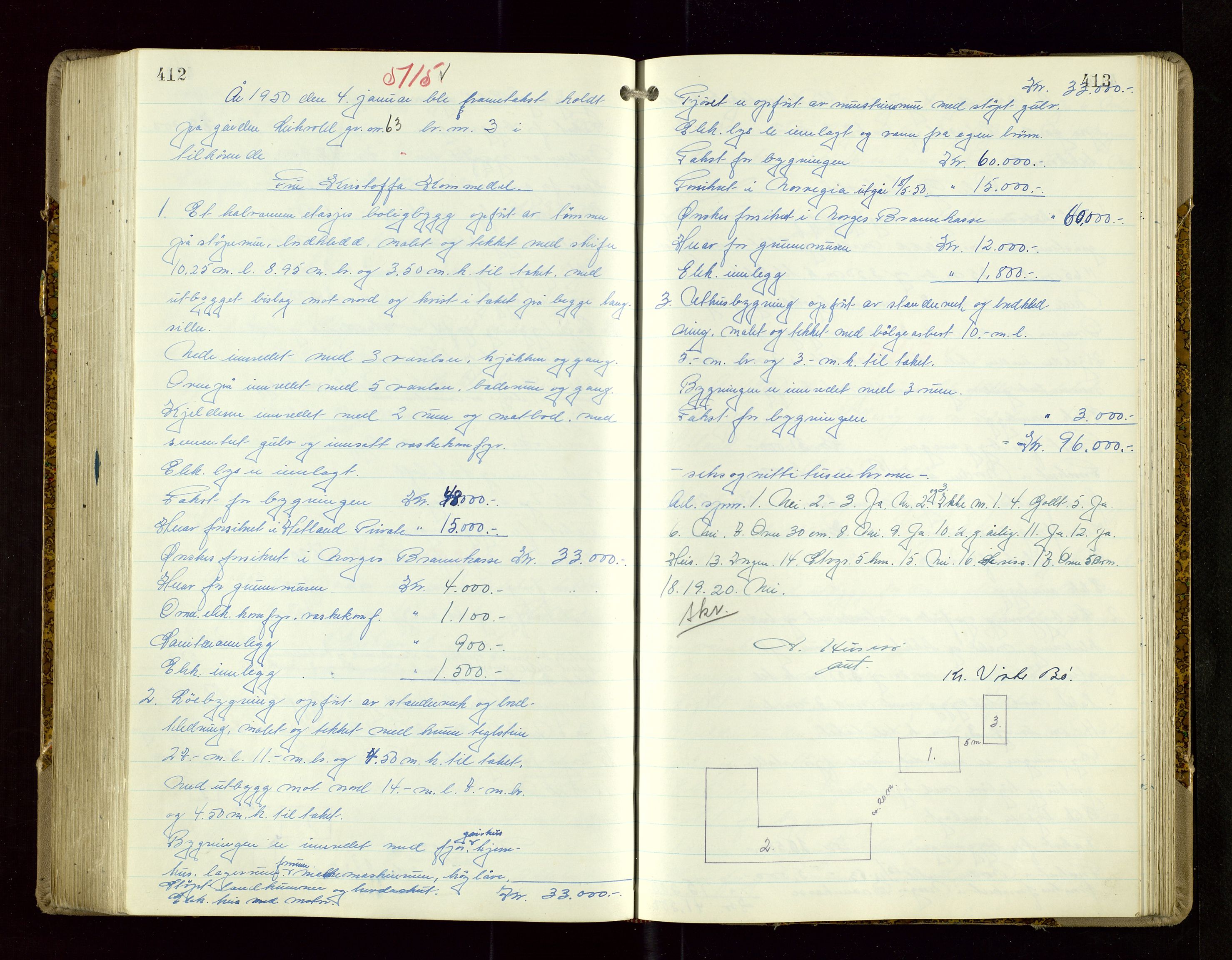 Hetland lensmannskontor, AV/SAST-A-100101/Goa/L0009: "Branntakstprotokoll", 1948-1950, s. 412-413