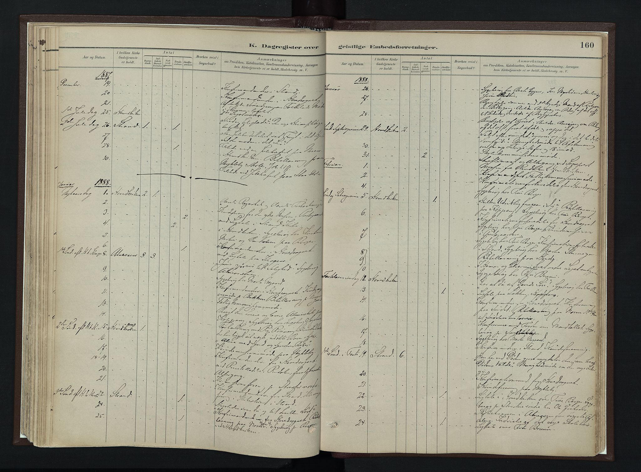 Stor-Elvdal prestekontor, AV/SAH-PREST-052/H/Ha/Haa/L0003: Ministerialbok nr. 3, 1882-1901, s. 160
