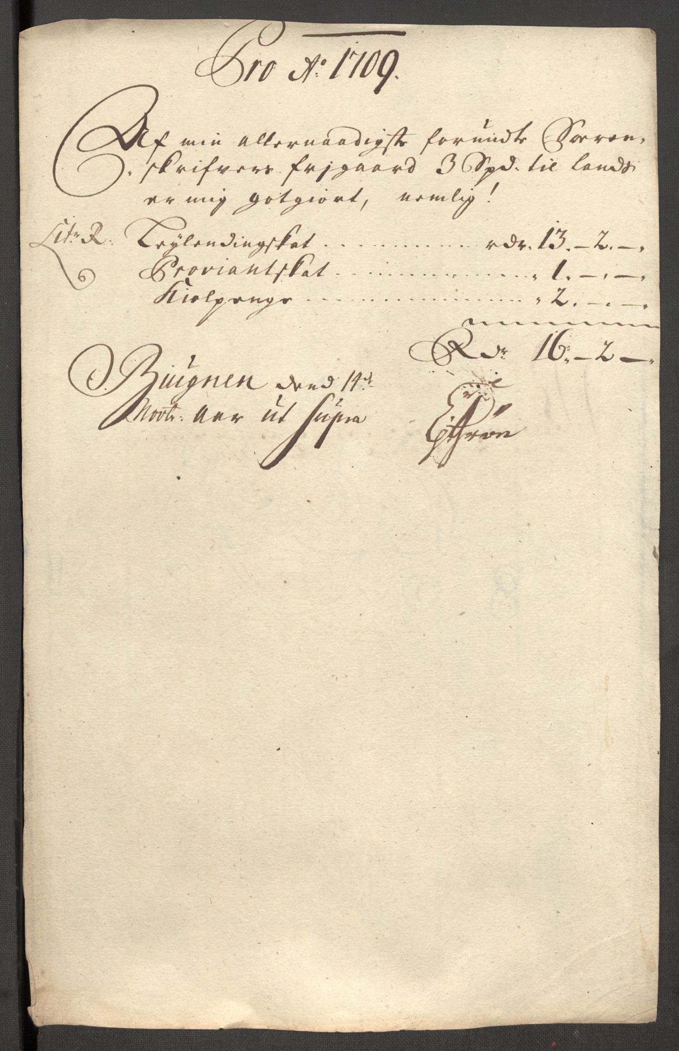 Rentekammeret inntil 1814, Reviderte regnskaper, Fogderegnskap, RA/EA-4092/R57/L3858: Fogderegnskap Fosen, 1708-1709, s. 351