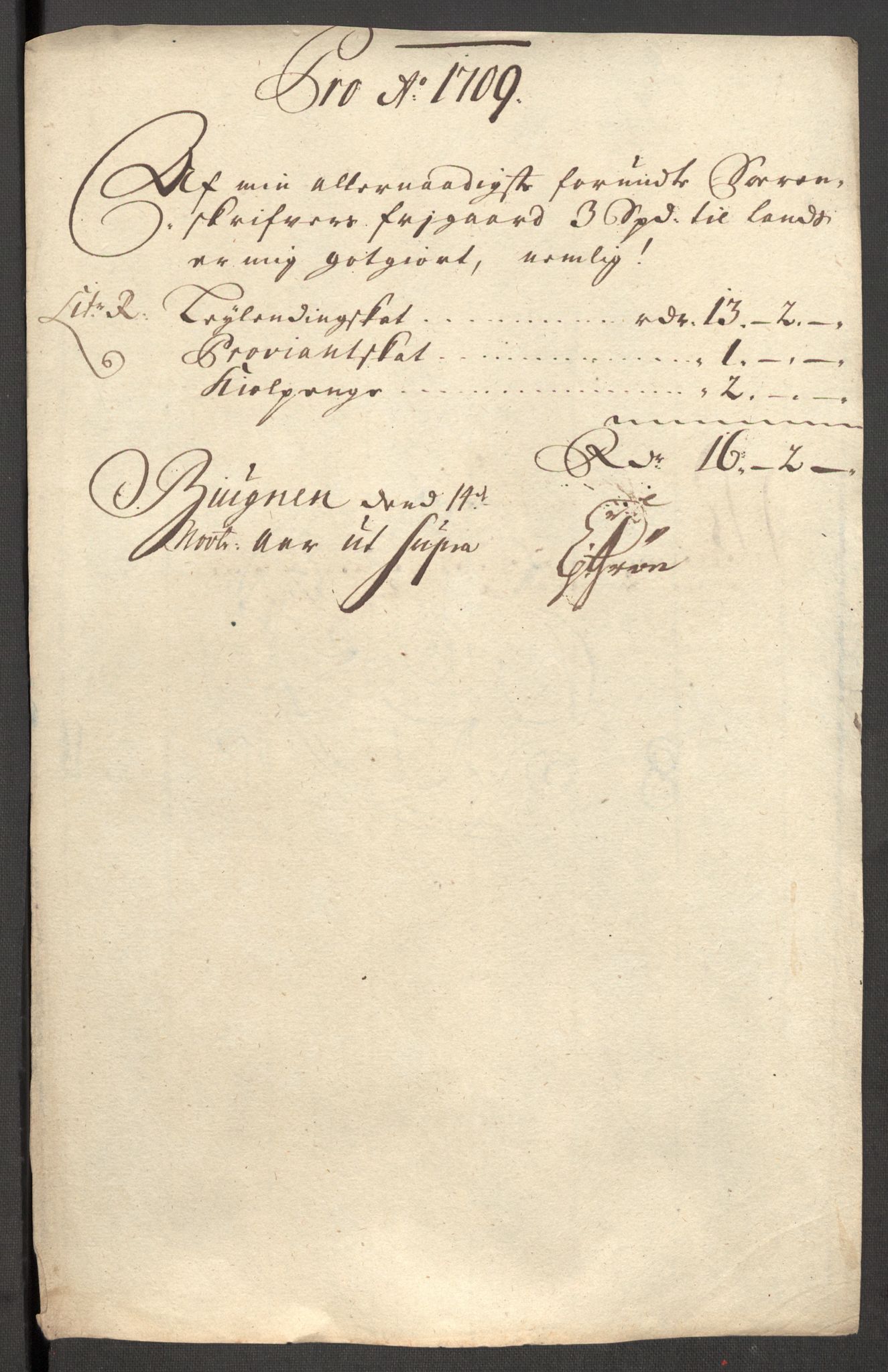 Rentekammeret inntil 1814, Reviderte regnskaper, Fogderegnskap, AV/RA-EA-4092/R57/L3858: Fogderegnskap Fosen, 1708-1709, s. 351