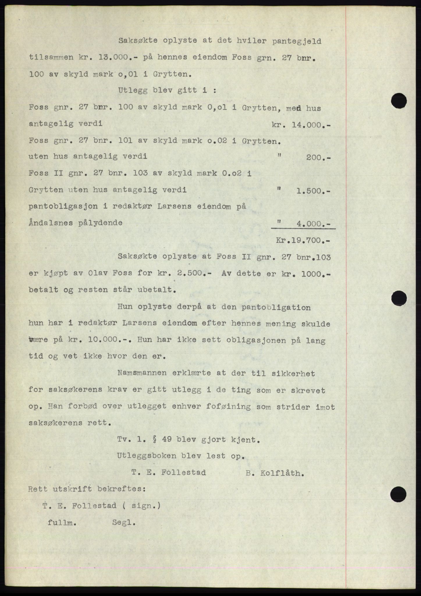 Romsdal sorenskriveri, AV/SAT-A-4149/1/2/2C/L0066: Pantebok nr. 60, 1934-1935, Tingl.dato: 15.12.1934