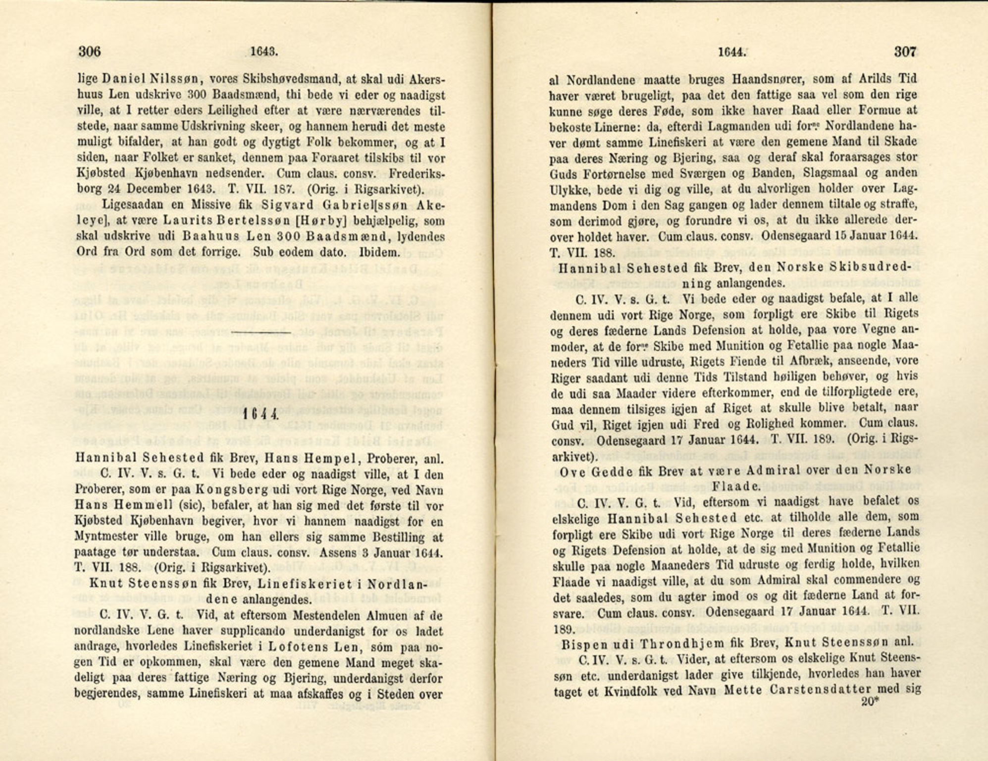 Publikasjoner utgitt av Det Norske Historiske Kildeskriftfond, PUBL/-/-/-: Norske Rigs-Registranter, bind 8, 1641-1648, s. 306-307