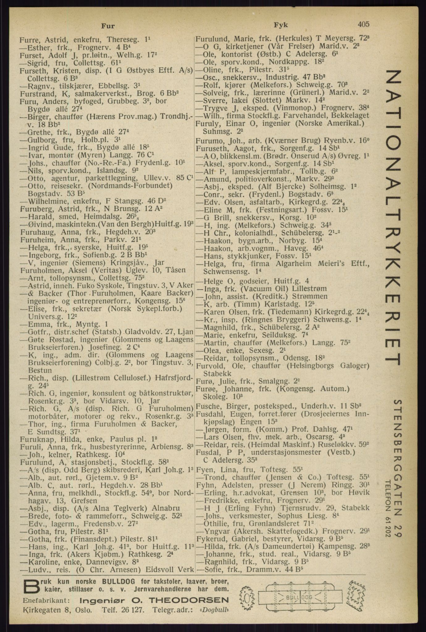 Kristiania/Oslo adressebok, PUBL/-, 1933, s. 405