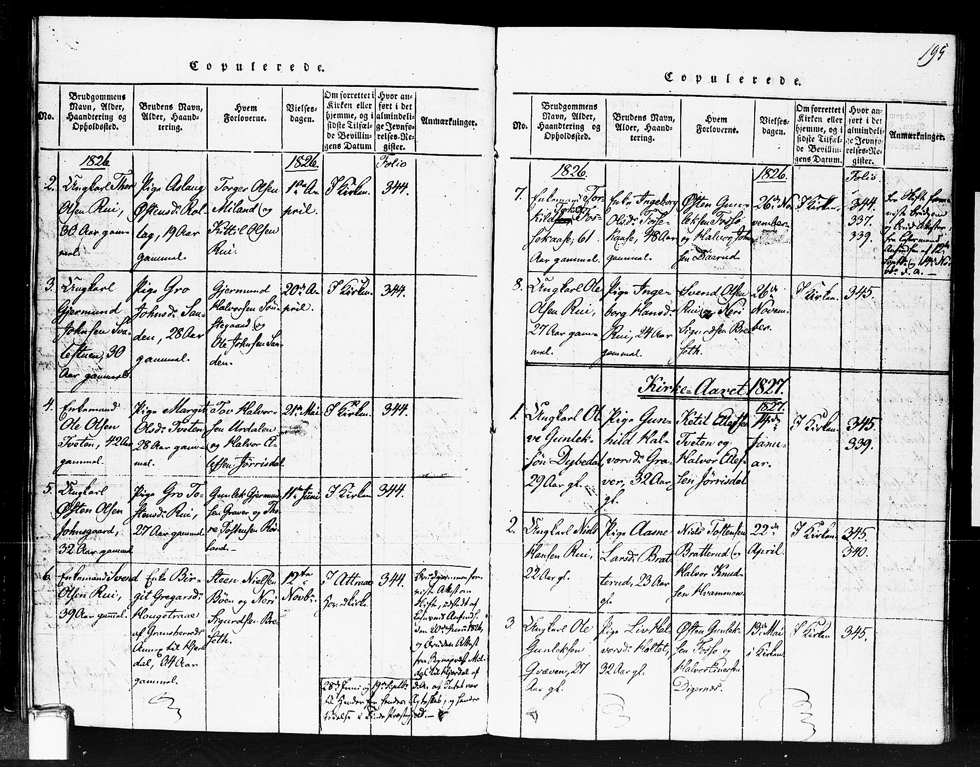 Gransherad kirkebøker, AV/SAKO-A-267/F/Fb/L0002: Ministerialbok nr. II 2, 1815-1843, s. 195