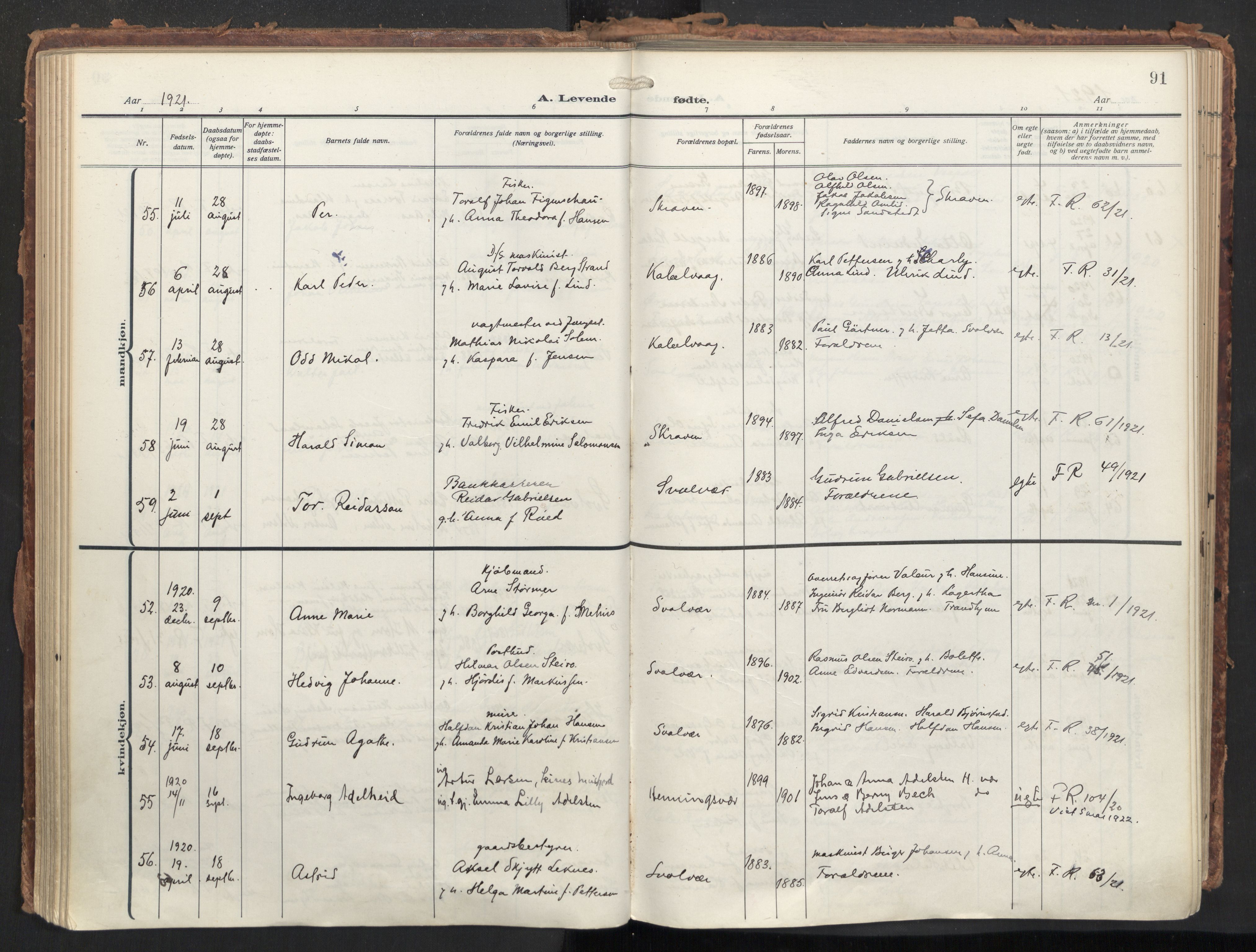 Ministerialprotokoller, klokkerbøker og fødselsregistre - Nordland, AV/SAT-A-1459/874/L1064: Ministerialbok nr. 874A08, 1915-1926, s. 91