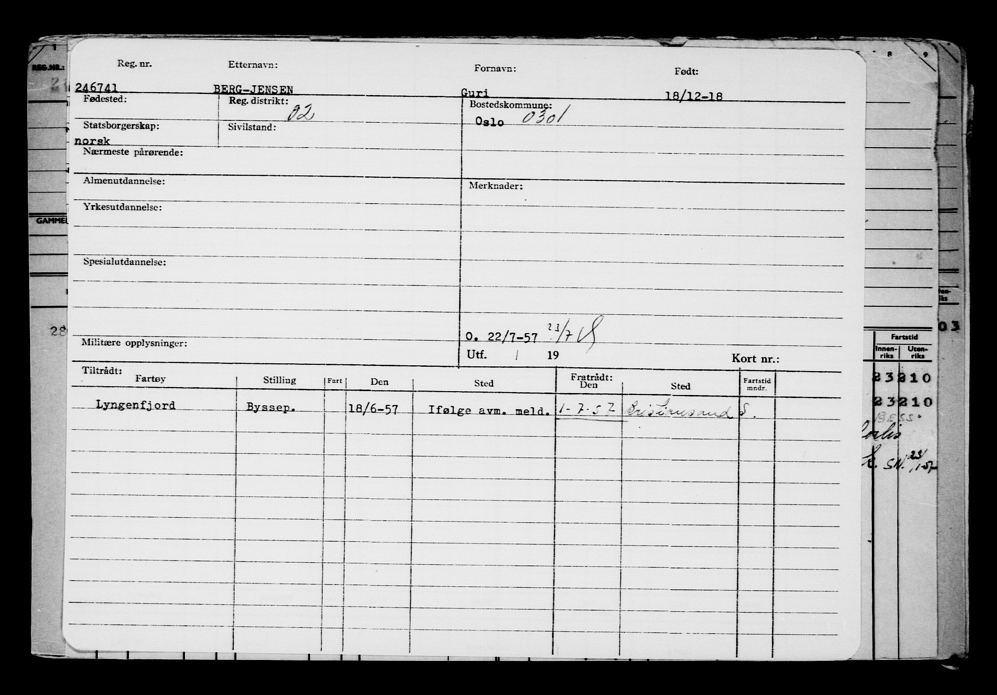 Direktoratet for sjømenn, RA/S-3545/G/Gb/L0164: Hovedkort, 1918, s. 719