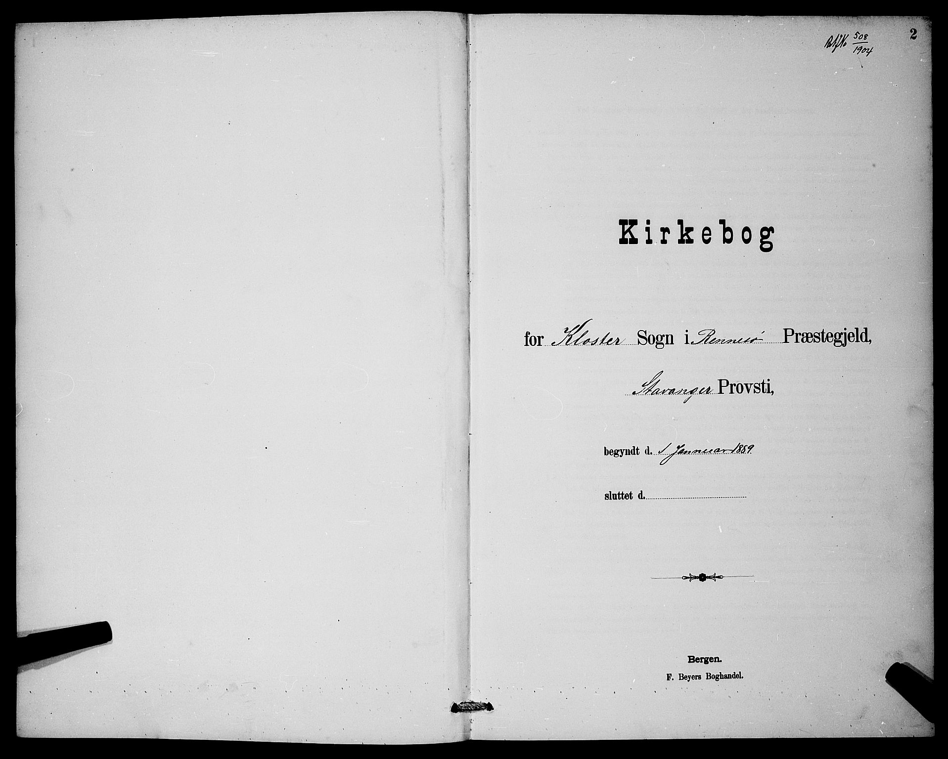 Rennesøy sokneprestkontor, SAST/A -101827/H/Ha/Hab/L0008: Klokkerbok nr. B 8, 1889-1899, s. 2