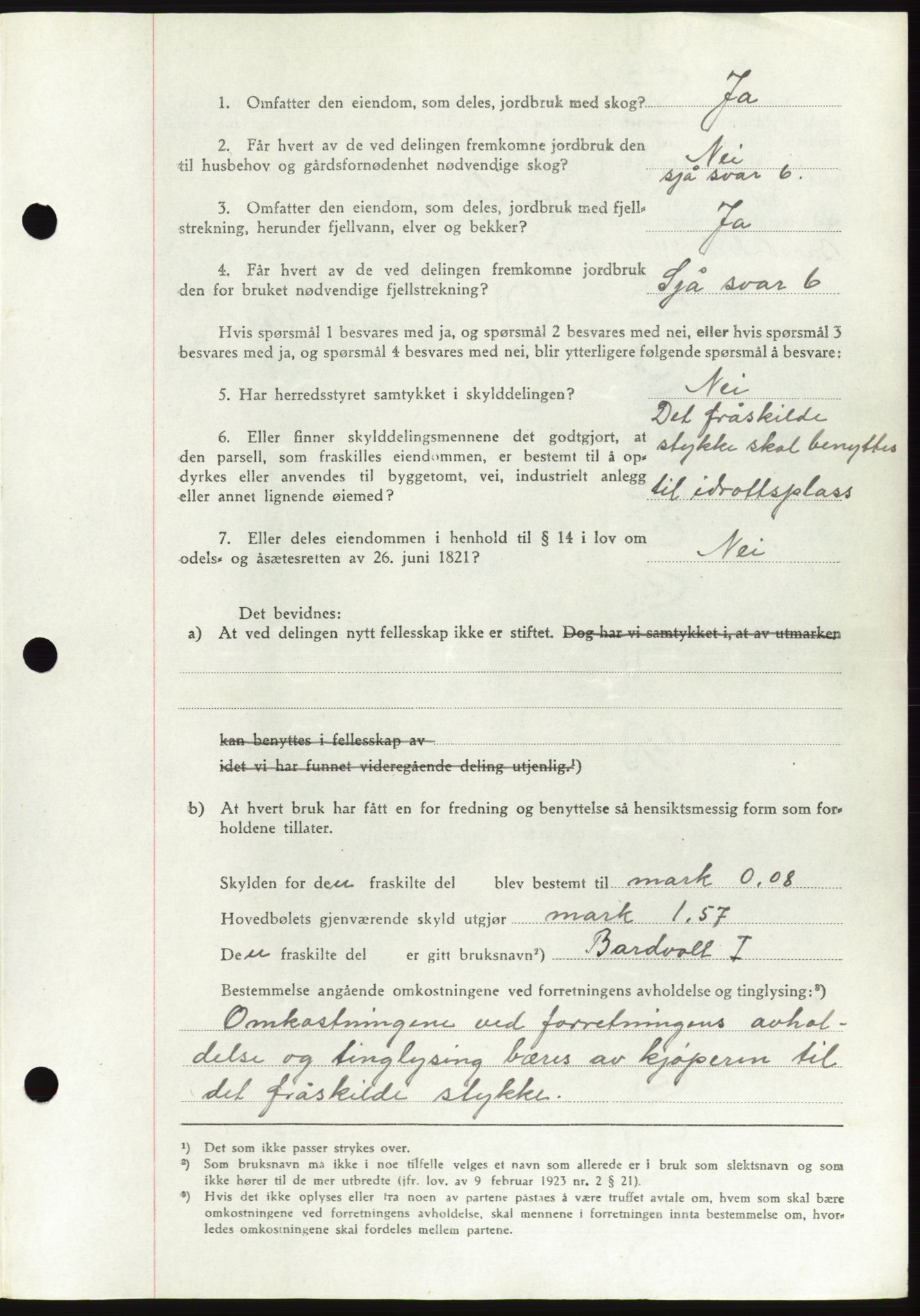 Søre Sunnmøre sorenskriveri, AV/SAT-A-4122/1/2/2C/L0077: Pantebok nr. 3A, 1945-1946, Dagboknr: 842/1945