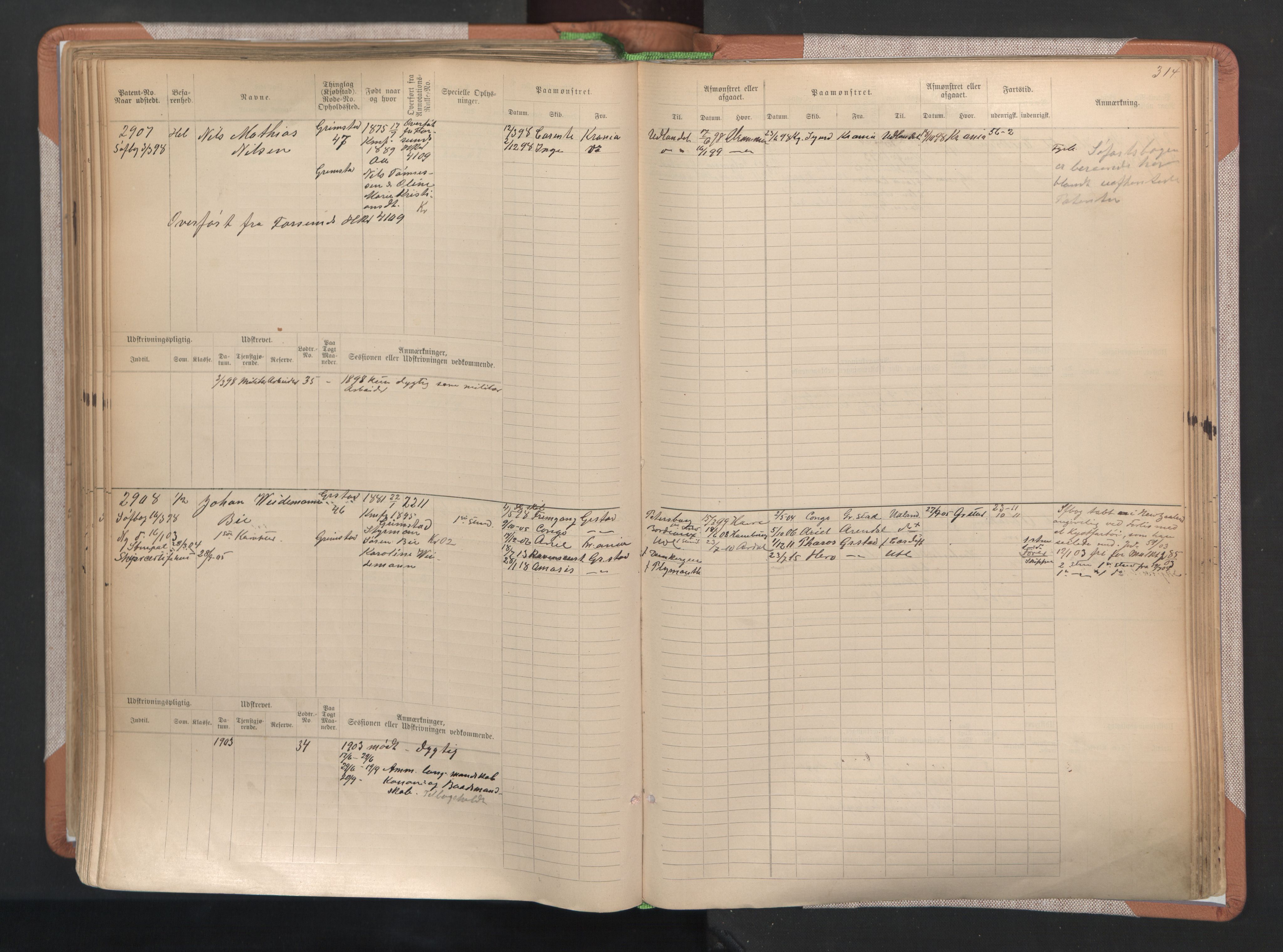 Grimstad mønstringskrets, SAK/2031-0013/F/Fb/L0004: Hovedrulle A nr 2277-3042, F-7, 1889-1940, s. 322