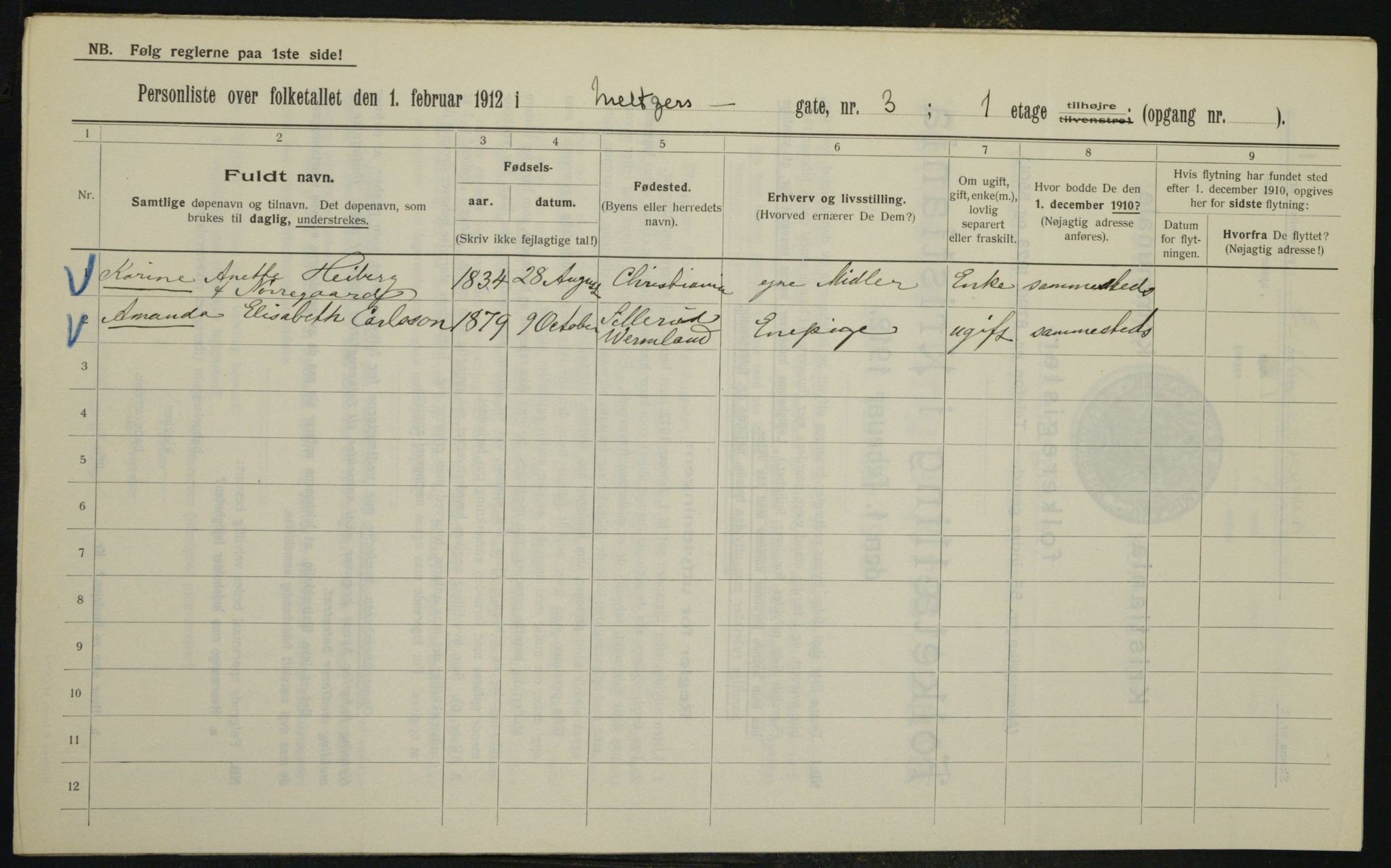 OBA, Kommunal folketelling 1.2.1912 for Kristiania, 1912, s. 65667