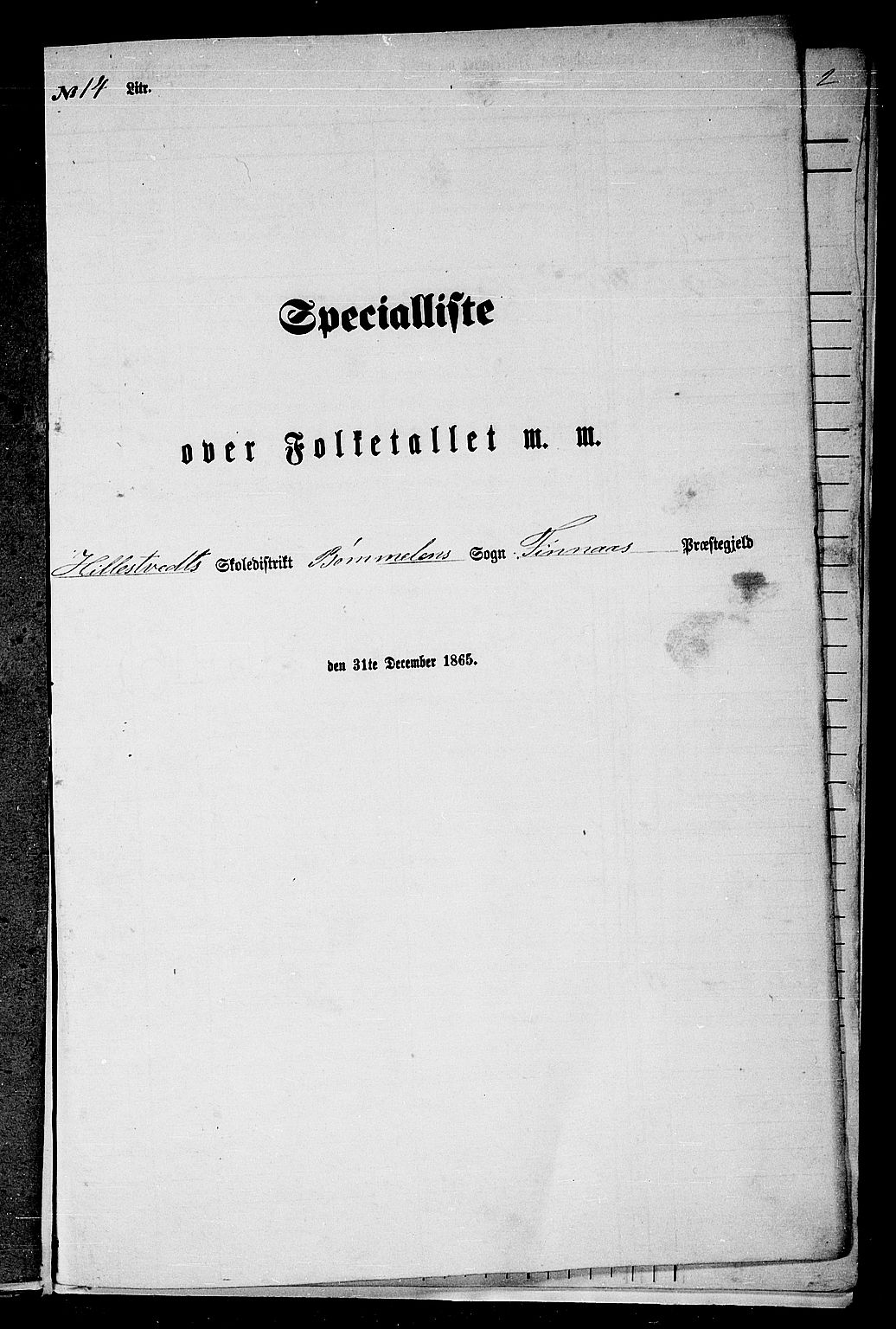 RA, Folketelling 1865 for 1218P Finnås prestegjeld, 1865, s. 187