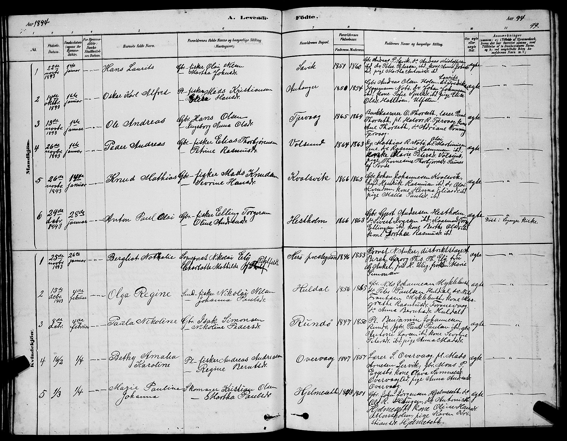 Ministerialprotokoller, klokkerbøker og fødselsregistre - Møre og Romsdal, SAT/A-1454/507/L0081: Klokkerbok nr. 507C04, 1878-1898, s. 99