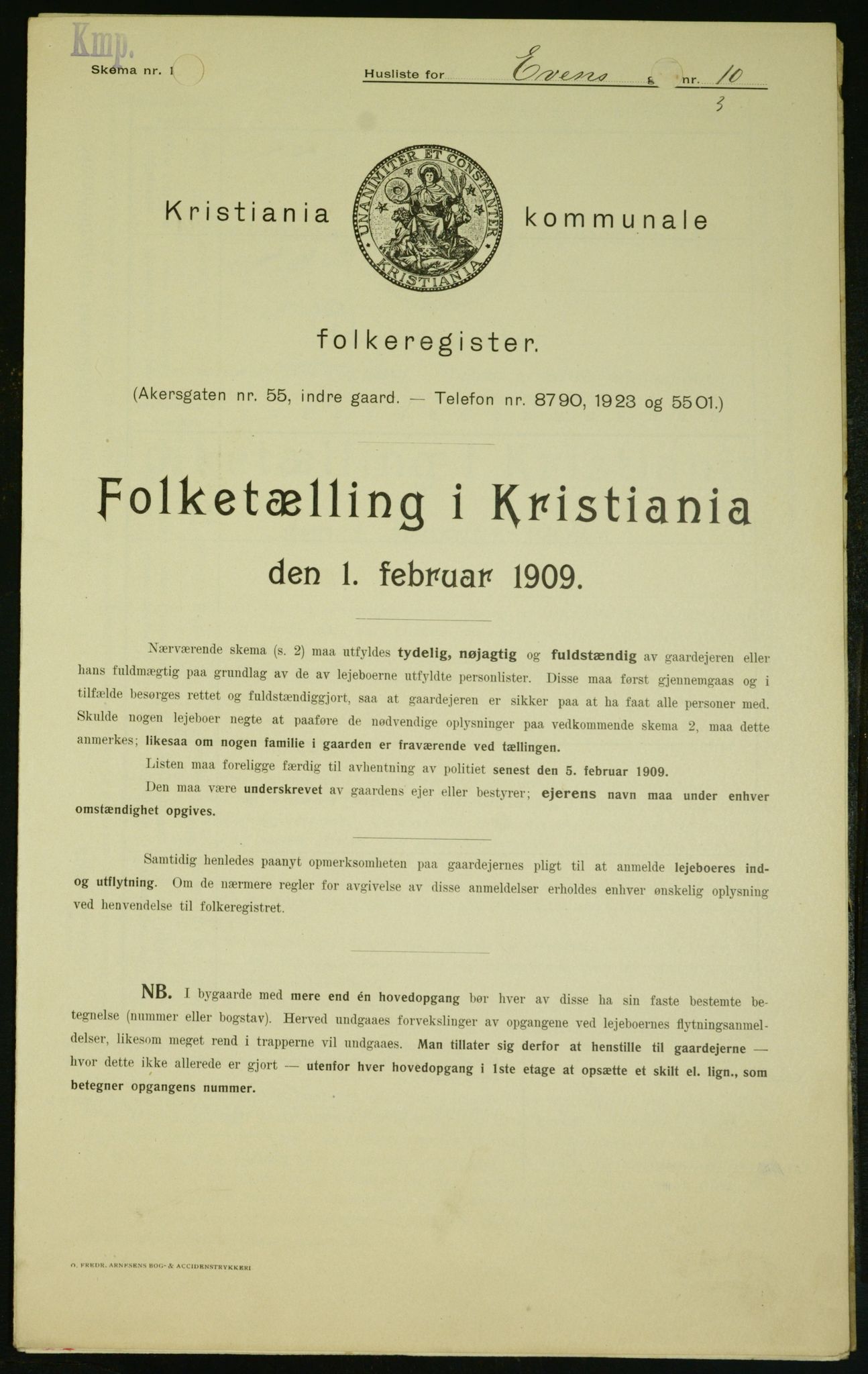 OBA, Kommunal folketelling 1.2.1909 for Kristiania kjøpstad, 1909, s. 20660