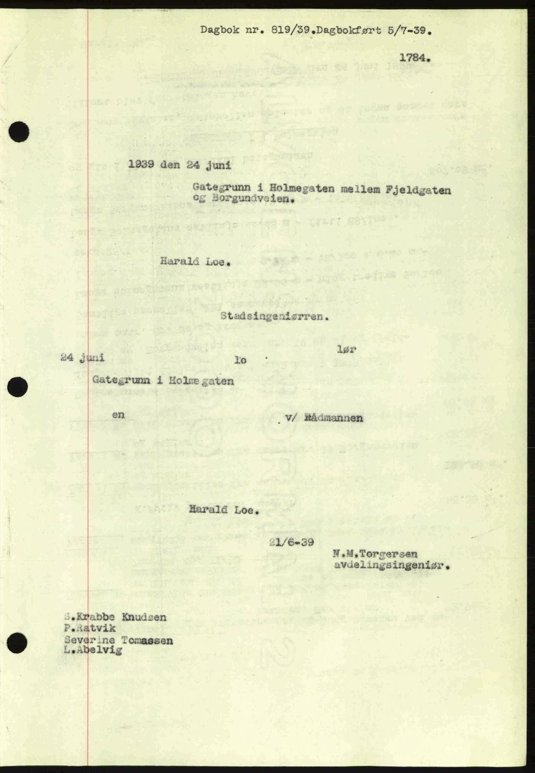 Ålesund byfogd, AV/SAT-A-4384: Pantebok nr. 34 II, 1938-1940, Dagboknr: 819/1939