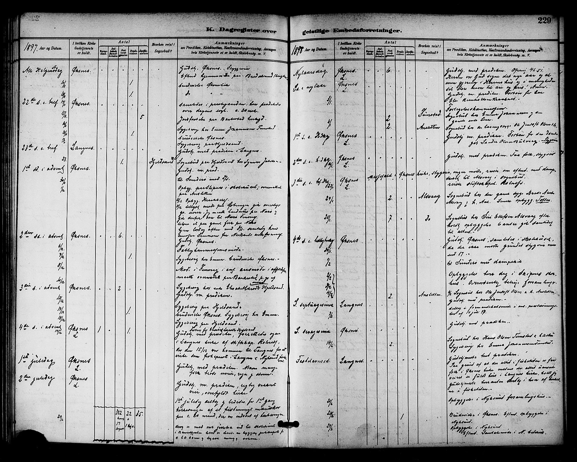 Ministerialprotokoller, klokkerbøker og fødselsregistre - Nordland, SAT/A-1459/893/L1338: Ministerialbok nr. 893A10, 1894-1903, s. 229