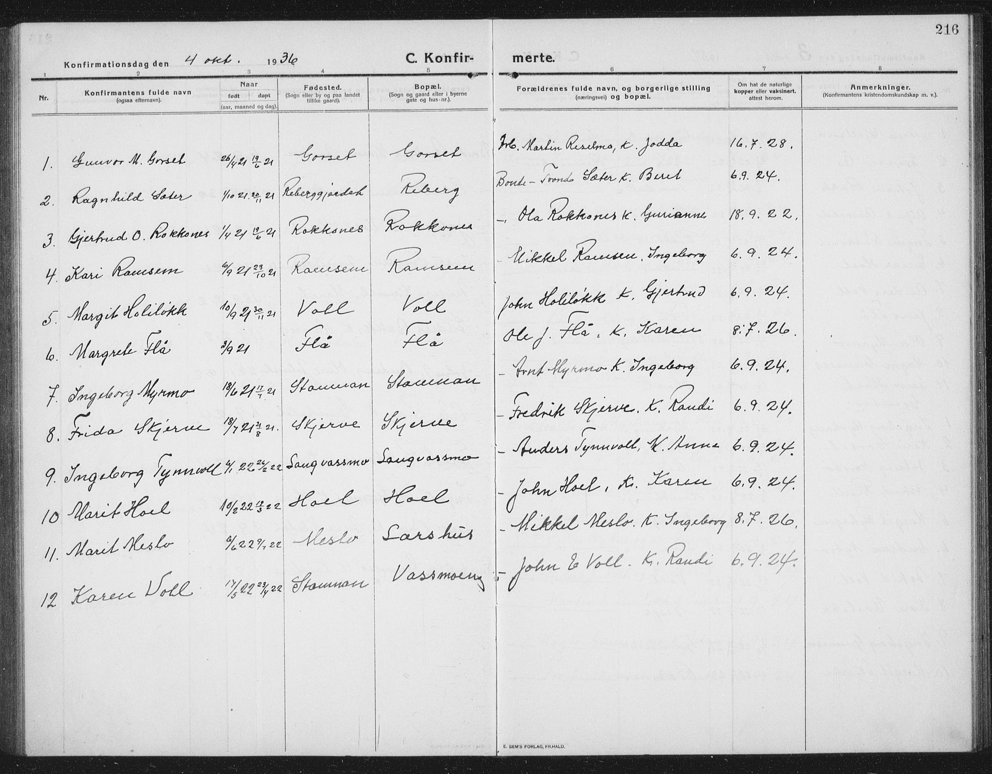 Ministerialprotokoller, klokkerbøker og fødselsregistre - Sør-Trøndelag, SAT/A-1456/674/L0877: Klokkerbok nr. 674C04, 1913-1940, s. 216