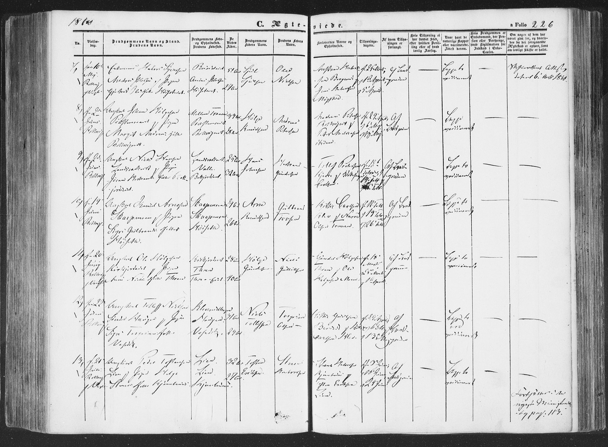 Rollag kirkebøker, AV/SAKO-A-240/F/Fa/L0008: Ministerialbok nr. I 8, 1847-1860, s. 226