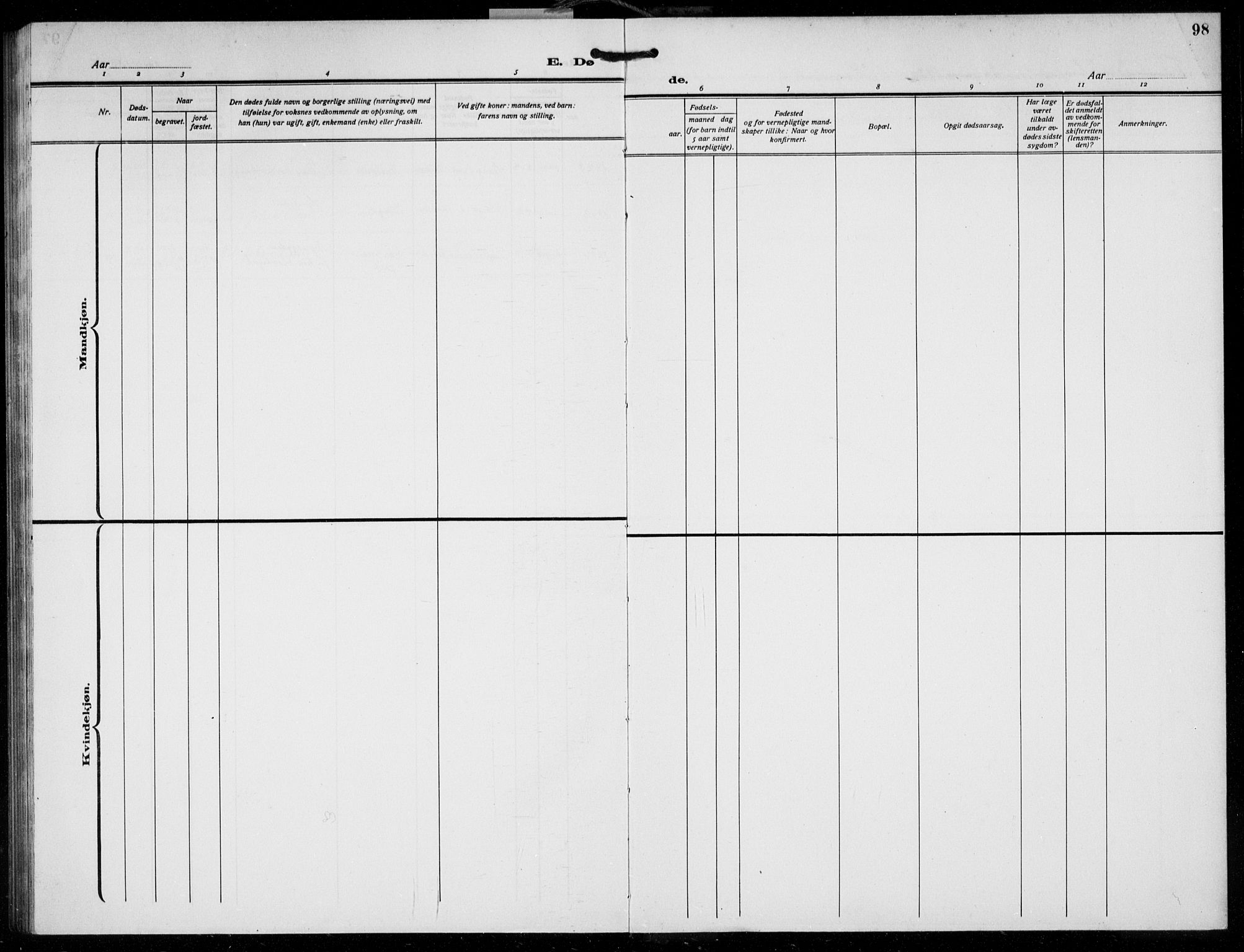 Austevoll sokneprestembete, AV/SAB-A-74201/H/Ha/Hab/Habb/L0007: Klokkerbok nr. B 7, 1926-1939, s. 98
