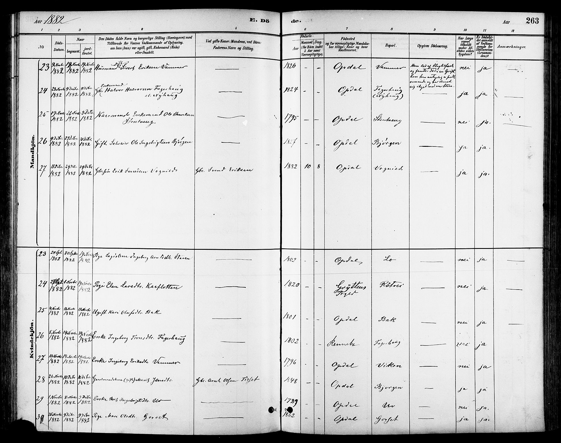 Ministerialprotokoller, klokkerbøker og fødselsregistre - Sør-Trøndelag, SAT/A-1456/678/L0901: Ministerialbok nr. 678A10, 1881-1894, s. 263