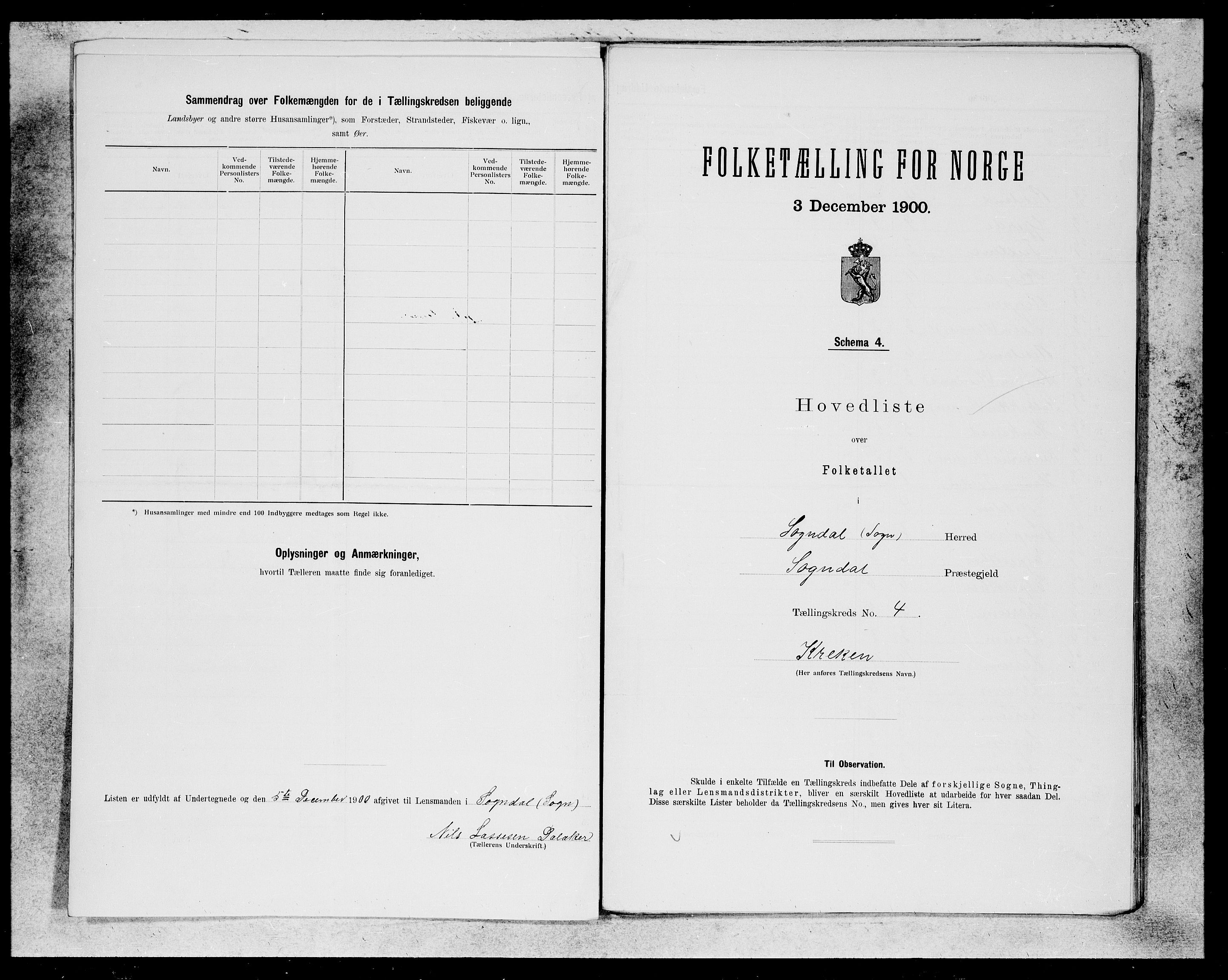 SAB, Folketelling 1900 for 1420 Sogndal herred, 1900, s. 7