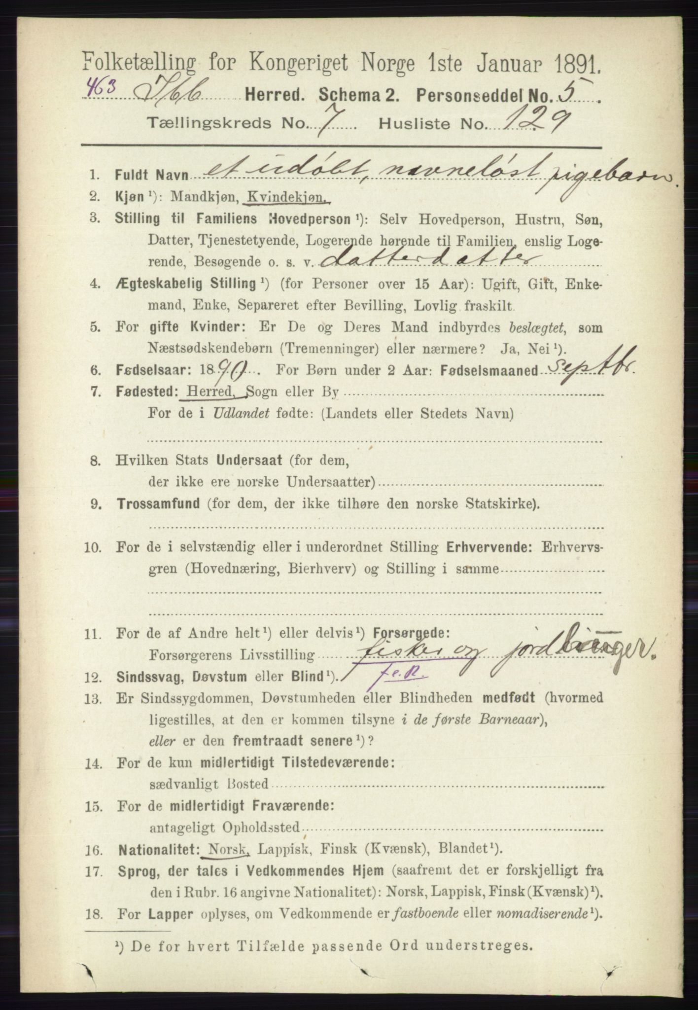 RA, Folketelling 1891 for 1917 Ibestad herred, 1891, s. 5052
