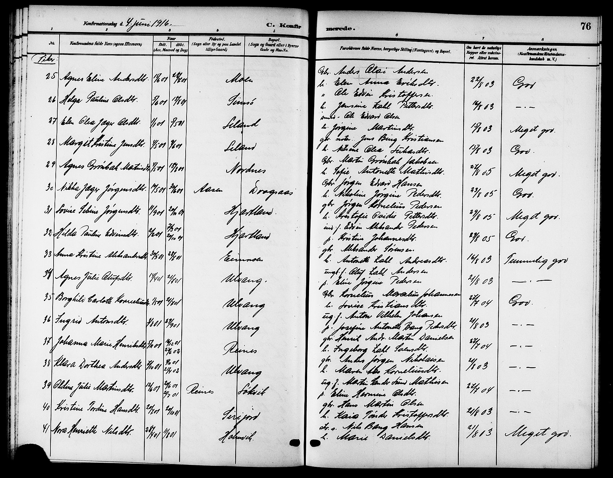 Ministerialprotokoller, klokkerbøker og fødselsregistre - Nordland, SAT/A-1459/832/L0494: Klokkerbok nr. 832C01, 1906-1922, s. 76