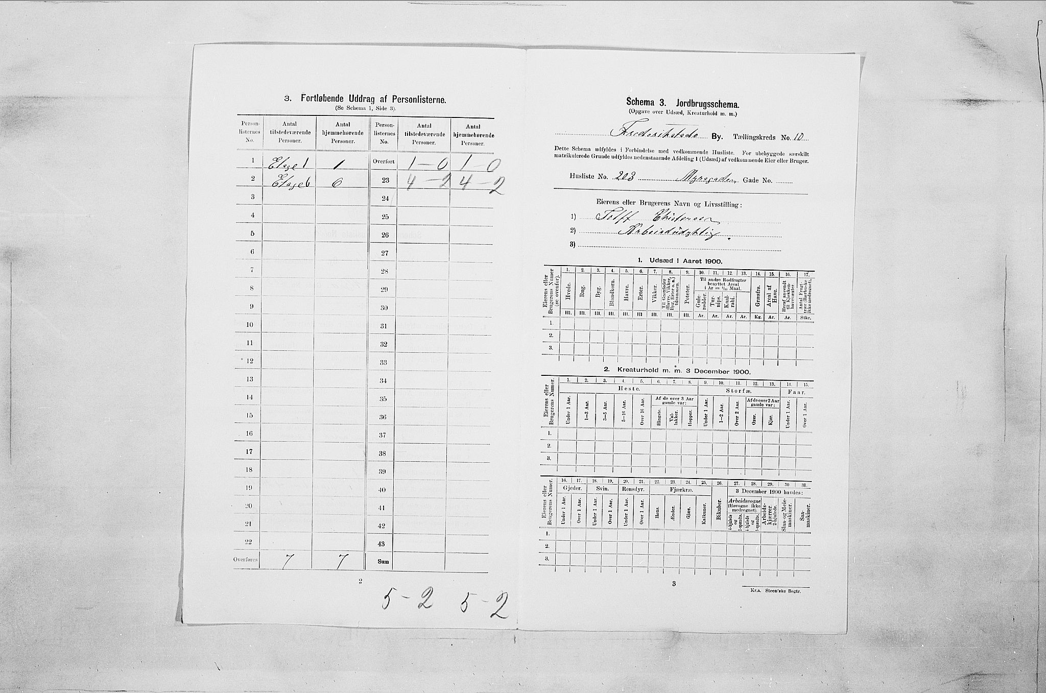 SAO, Folketelling 1900 for 0103 Fredrikstad kjøpstad, 1900