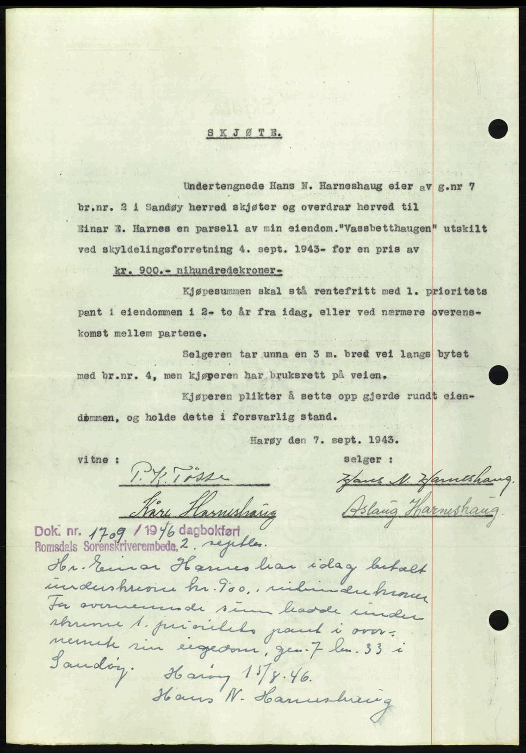 Romsdal sorenskriveri, AV/SAT-A-4149/1/2/2C: Pantebok nr. A14, 1943-1943, Dagboknr: 1620/1943