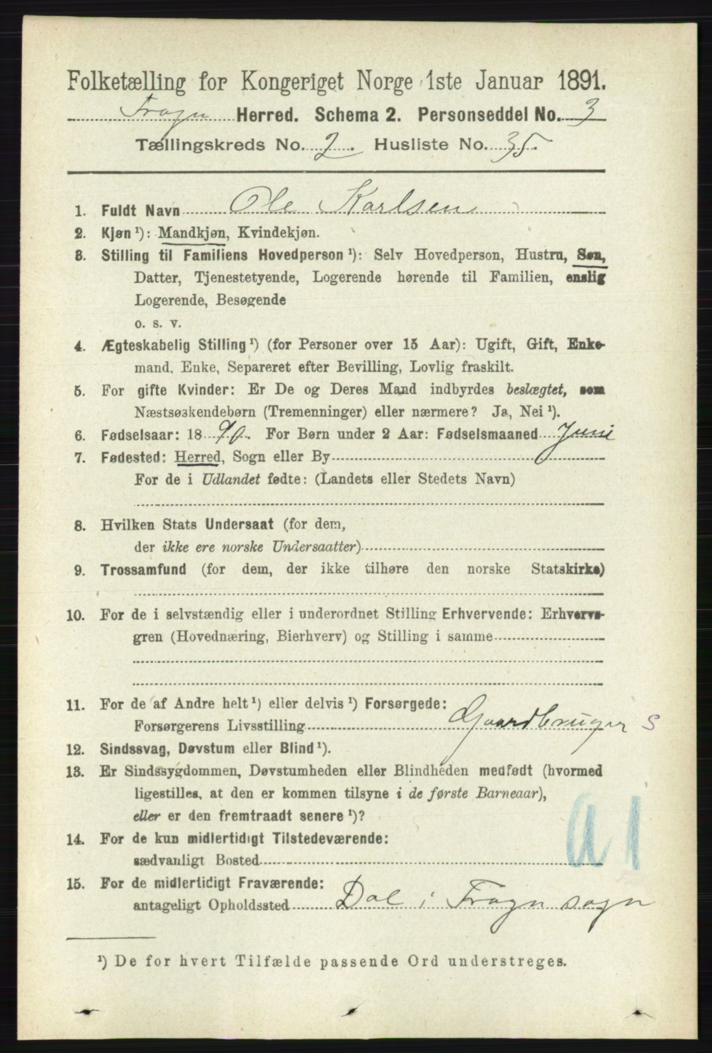 RA, Folketelling 1891 for 0215 Frogn herred, 1891, s. 1475