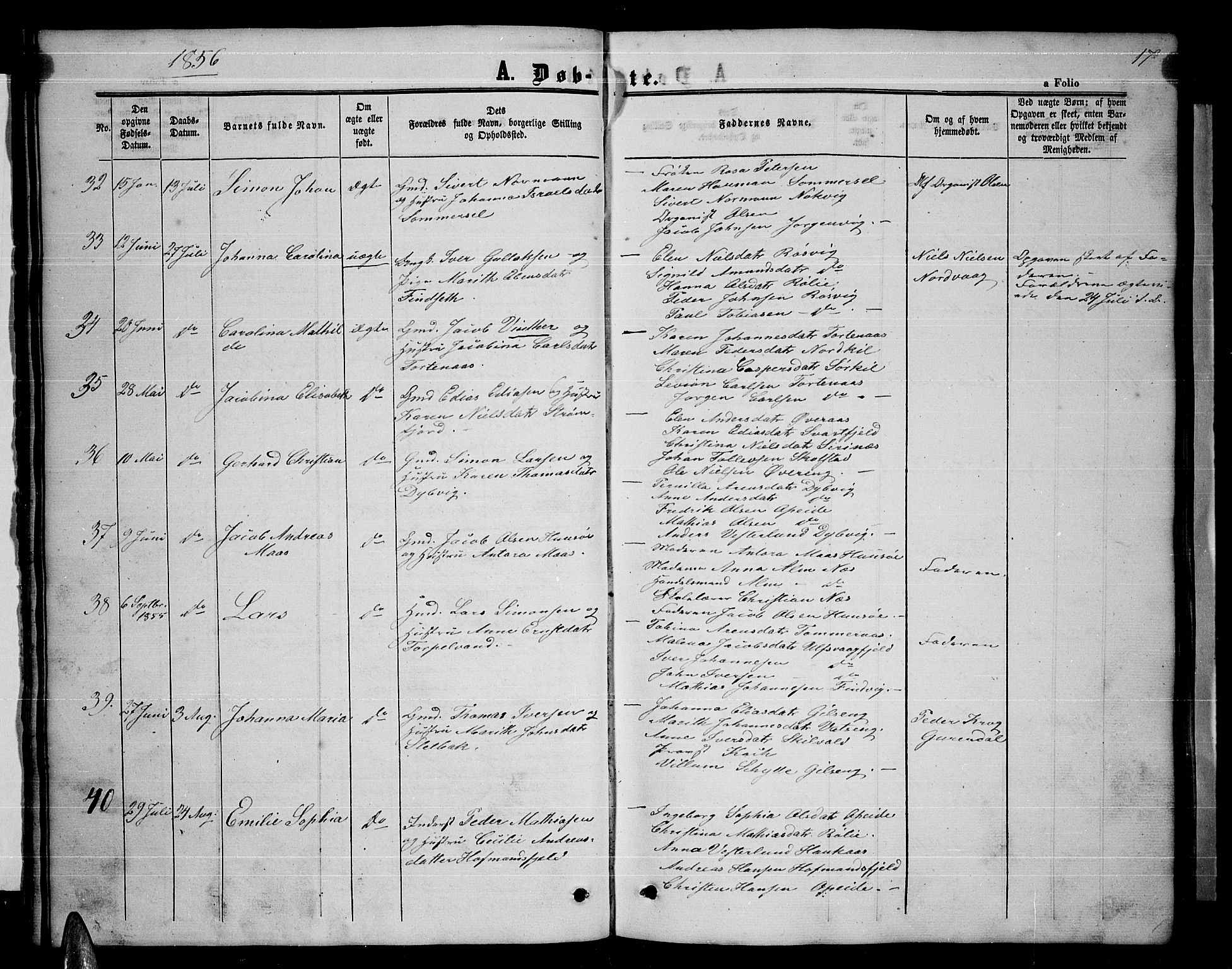 Ministerialprotokoller, klokkerbøker og fødselsregistre - Nordland, AV/SAT-A-1459/859/L0857: Klokkerbok nr. 859C03, 1854-1873, s. 17