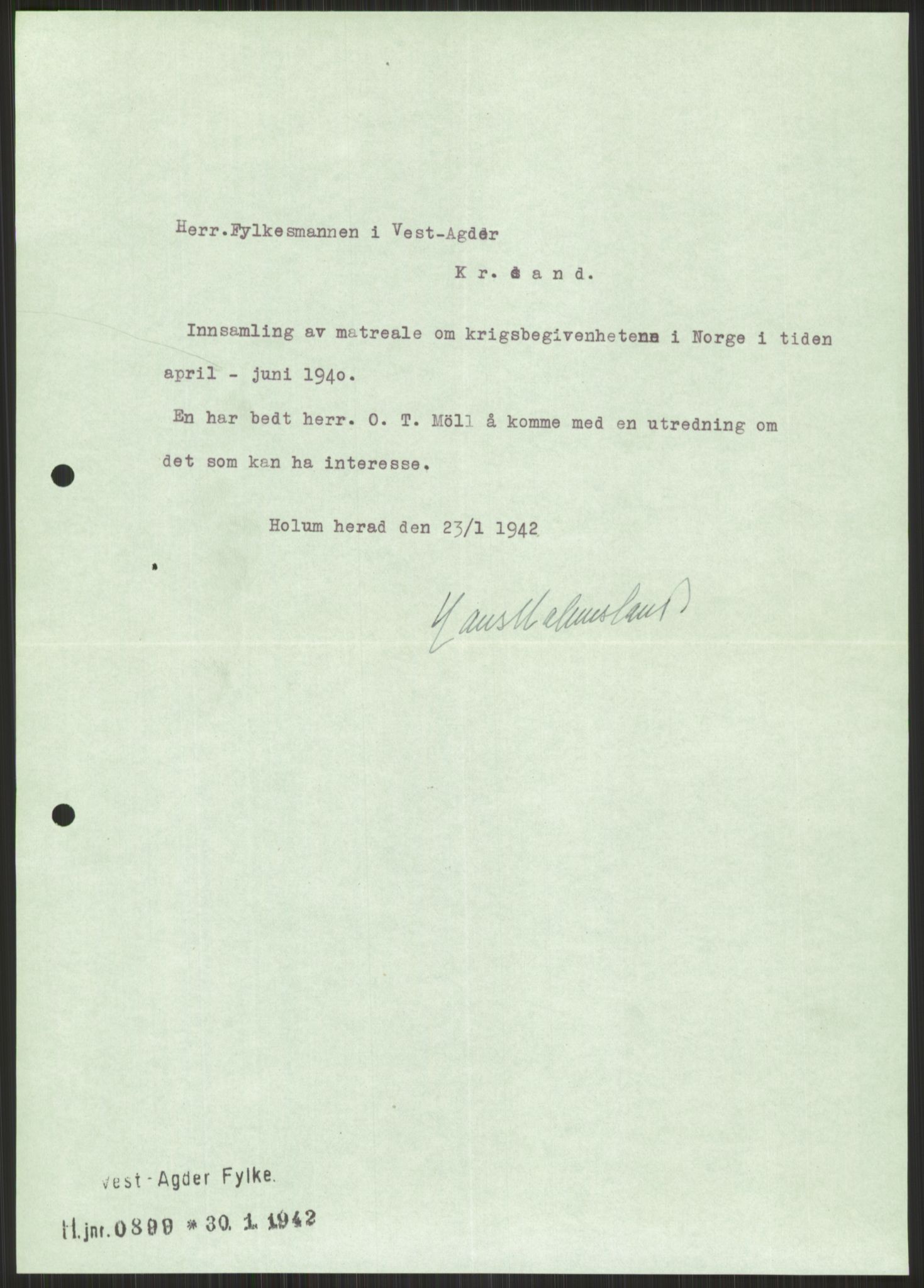 Forsvaret, Forsvarets krigshistoriske avdeling, AV/RA-RAFA-2017/Y/Ya/L0014: II-C-11-31 - Fylkesmenn.  Rapporter om krigsbegivenhetene 1940., 1940, s. 836