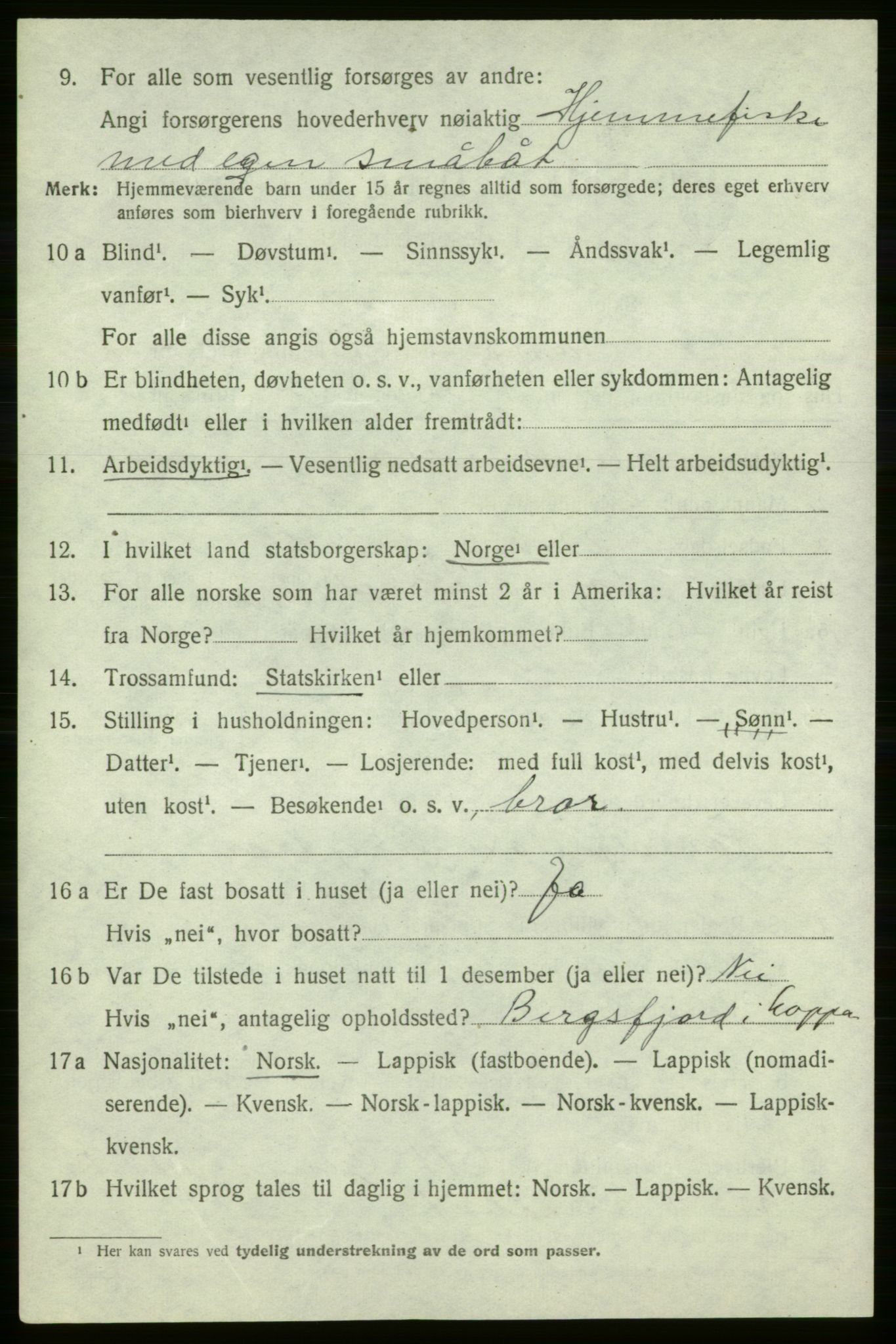 SATØ, Folketelling 1920 for 2014 Loppa herred, 1920, s. 889