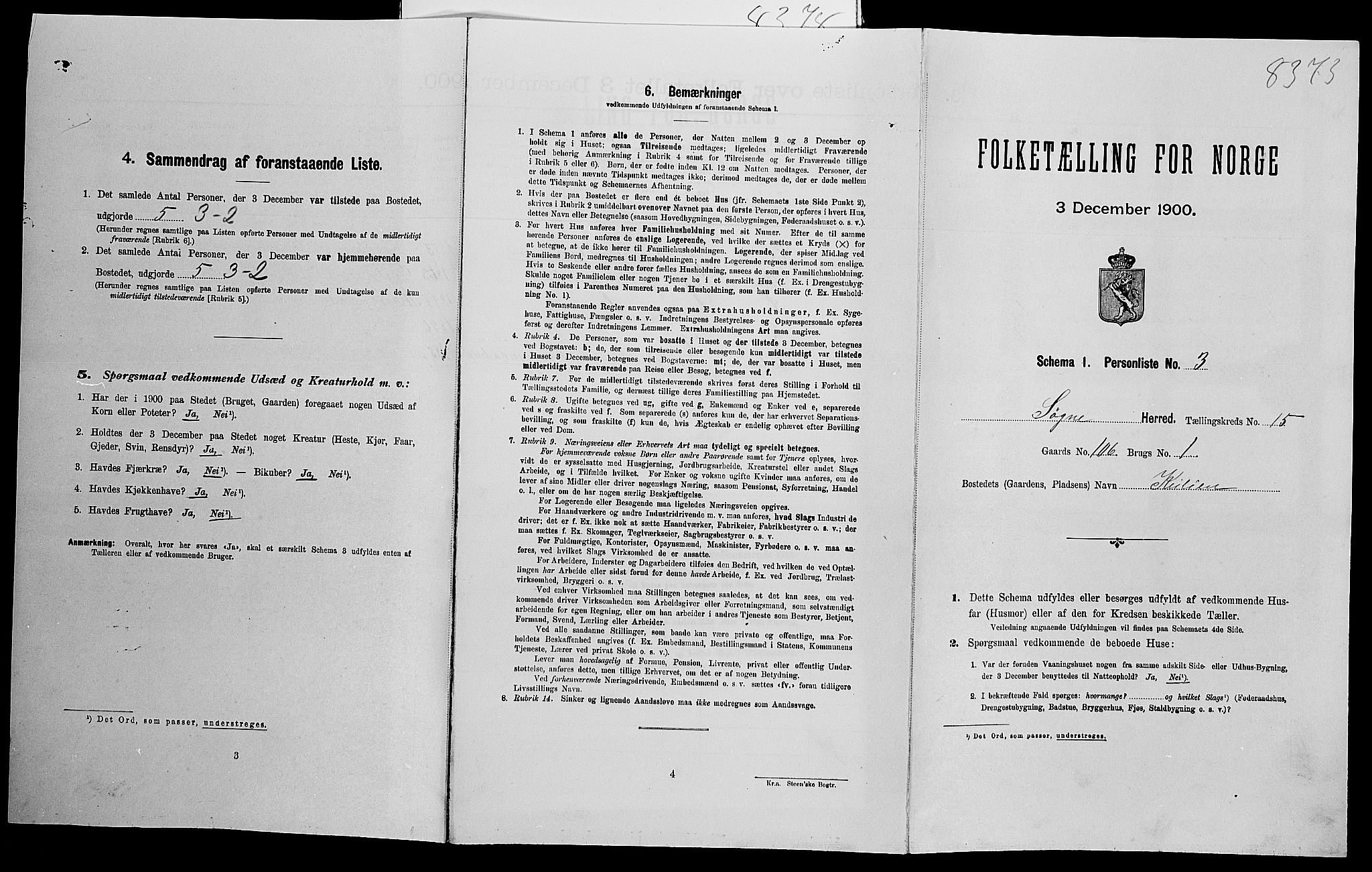 SAK, Folketelling 1900 for 1018 Søgne herred, 1900, s. 1205