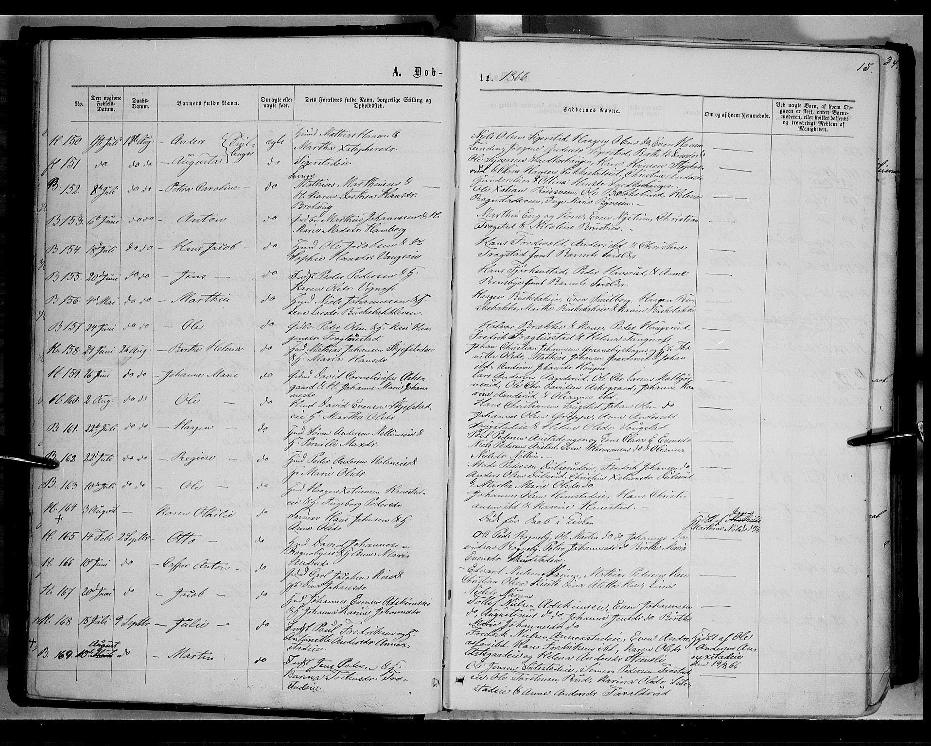 Østre Toten prestekontor, AV/SAH-PREST-104/H/Ha/Haa/L0005: Ministerialbok nr. 5, 1866-1877, s. 15
