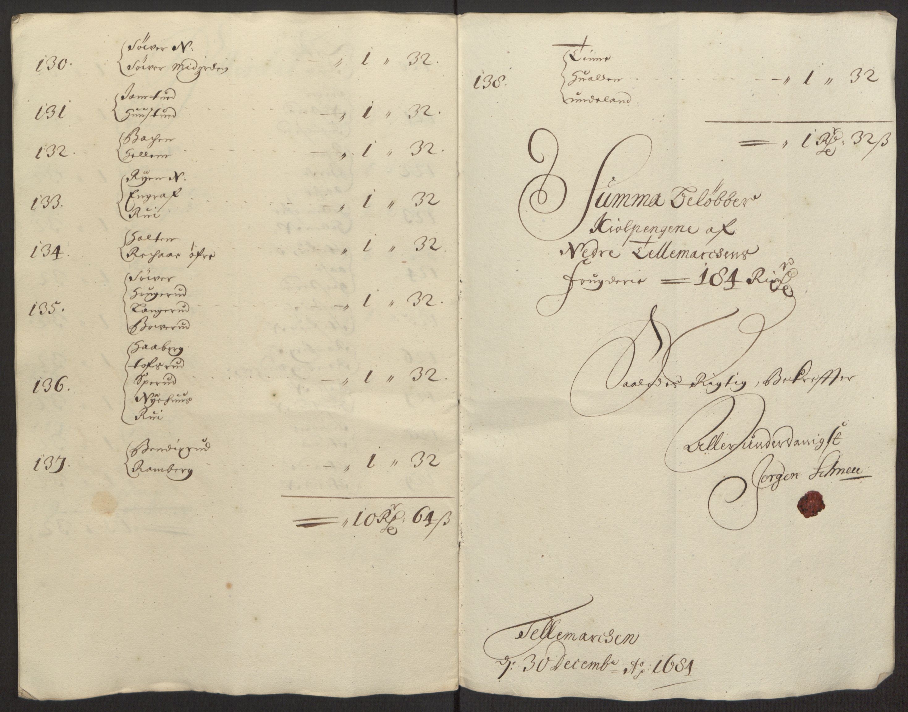 Rentekammeret inntil 1814, Reviderte regnskaper, Fogderegnskap, RA/EA-4092/R35/L2081: Fogderegnskap Øvre og Nedre Telemark, 1680-1684, s. 132