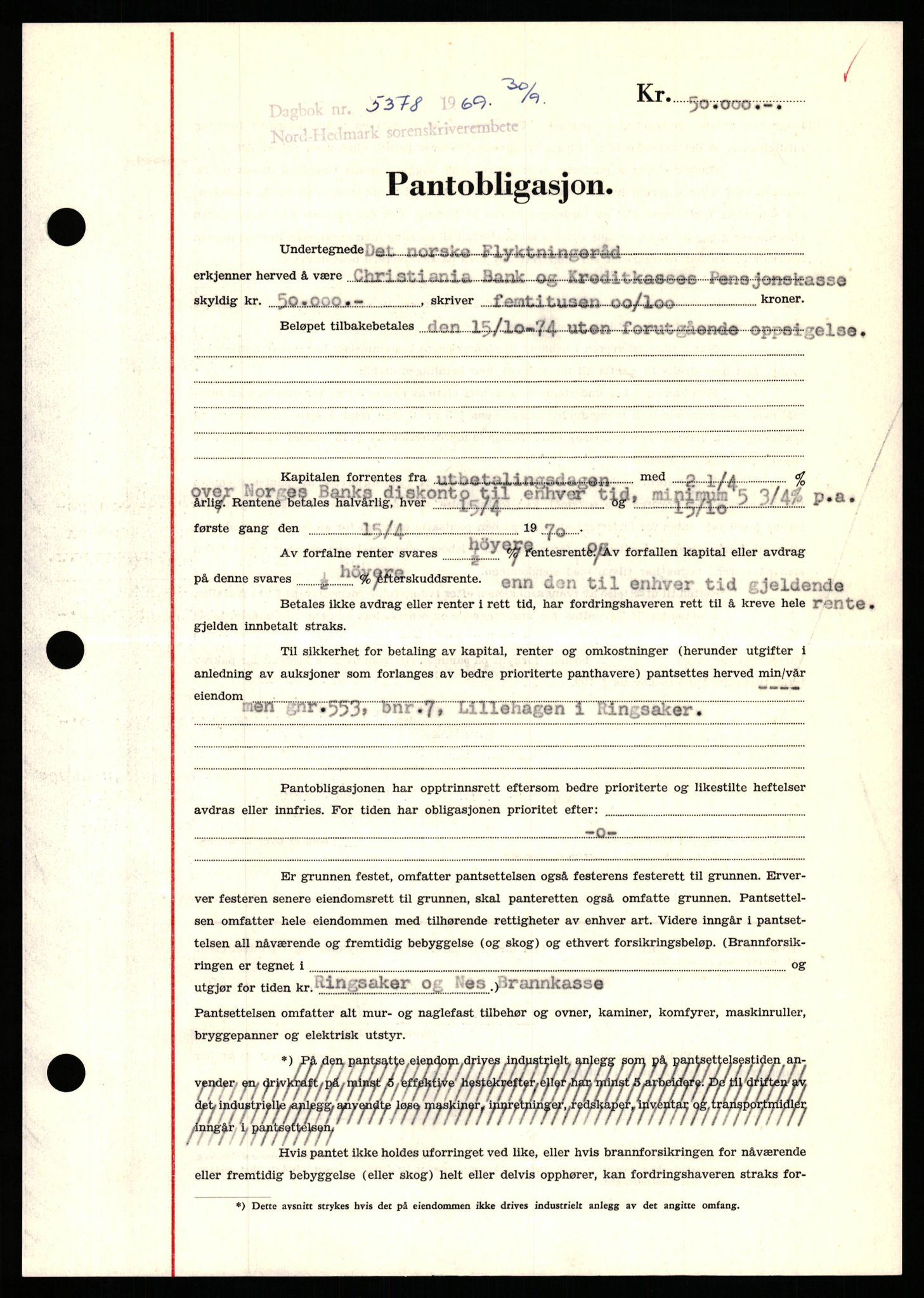 Nord-Hedmark sorenskriveri, SAH/TING-012/H/Hb/Hbf/L0081: Pantebok nr. B81, 1969-1969, Dagboknr: 5378/1969