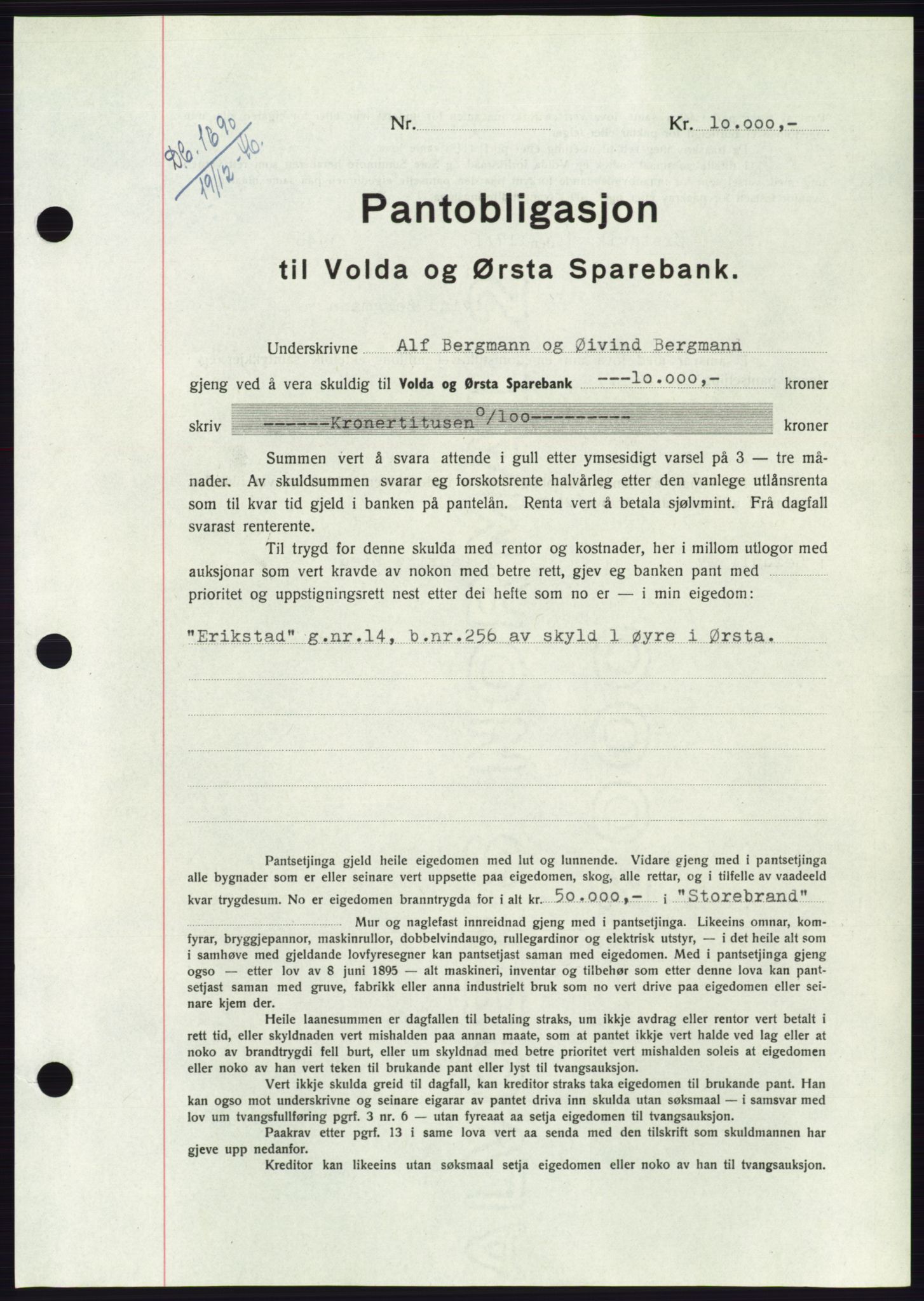 Søre Sunnmøre sorenskriveri, AV/SAT-A-4122/1/2/2C/L0114: Pantebok nr. 1-2B, 1943-1947, Dagboknr: 1690/1946