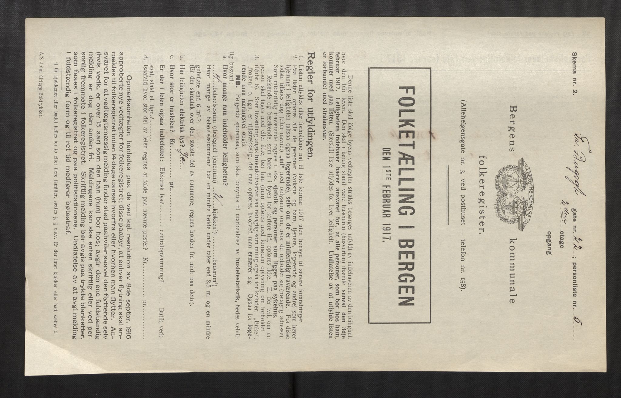 SAB, Kommunal folketelling 1917 for Bergen kjøpstad, 1917, s. 9332