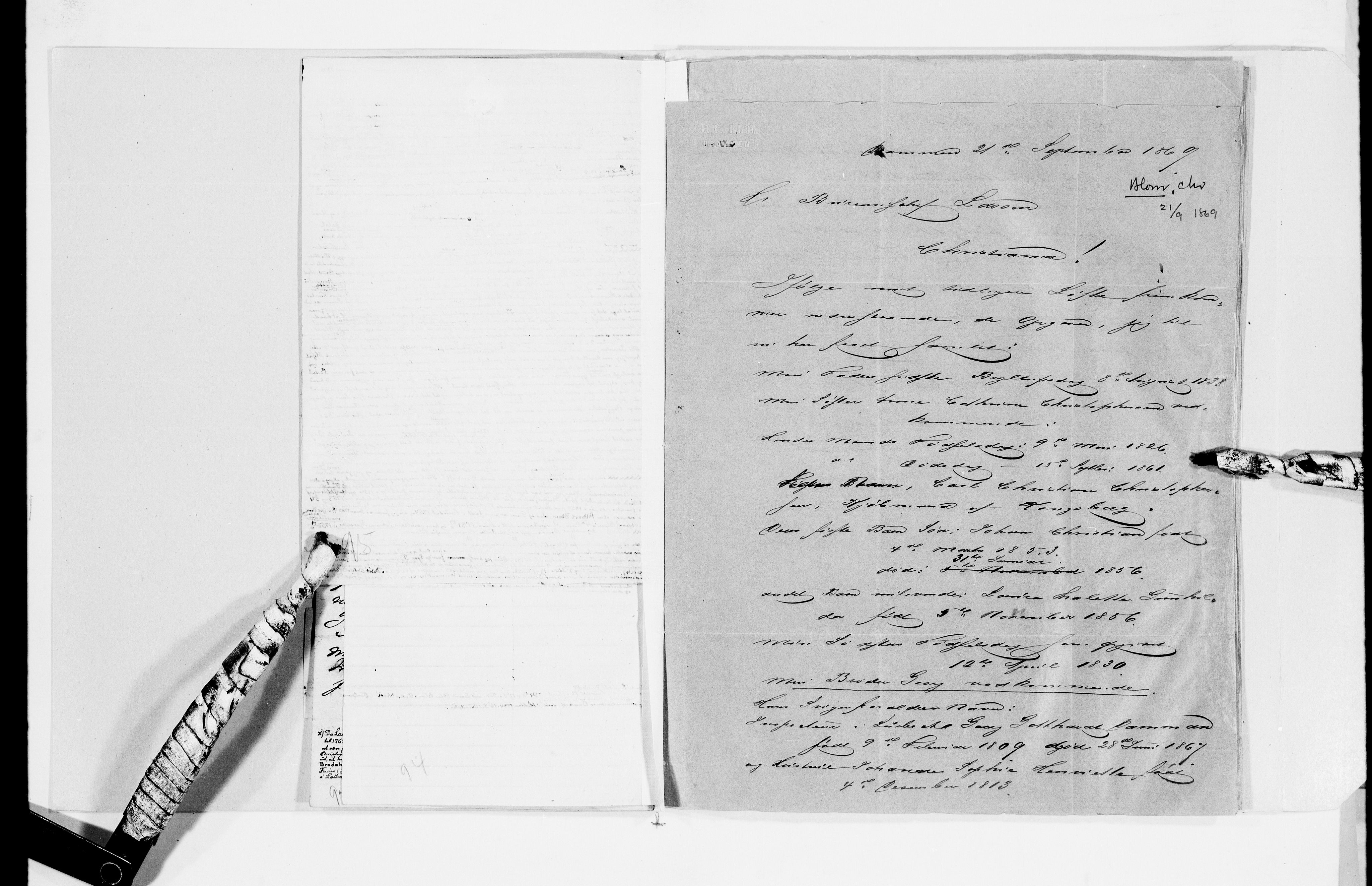 Lassens samlinger, AV/RA-PA-0051/G/L0094: Alfabetisk ordnede brev til Wilhelm Lassen: Aabel - Bonnevie, 1815-1907, s. 277